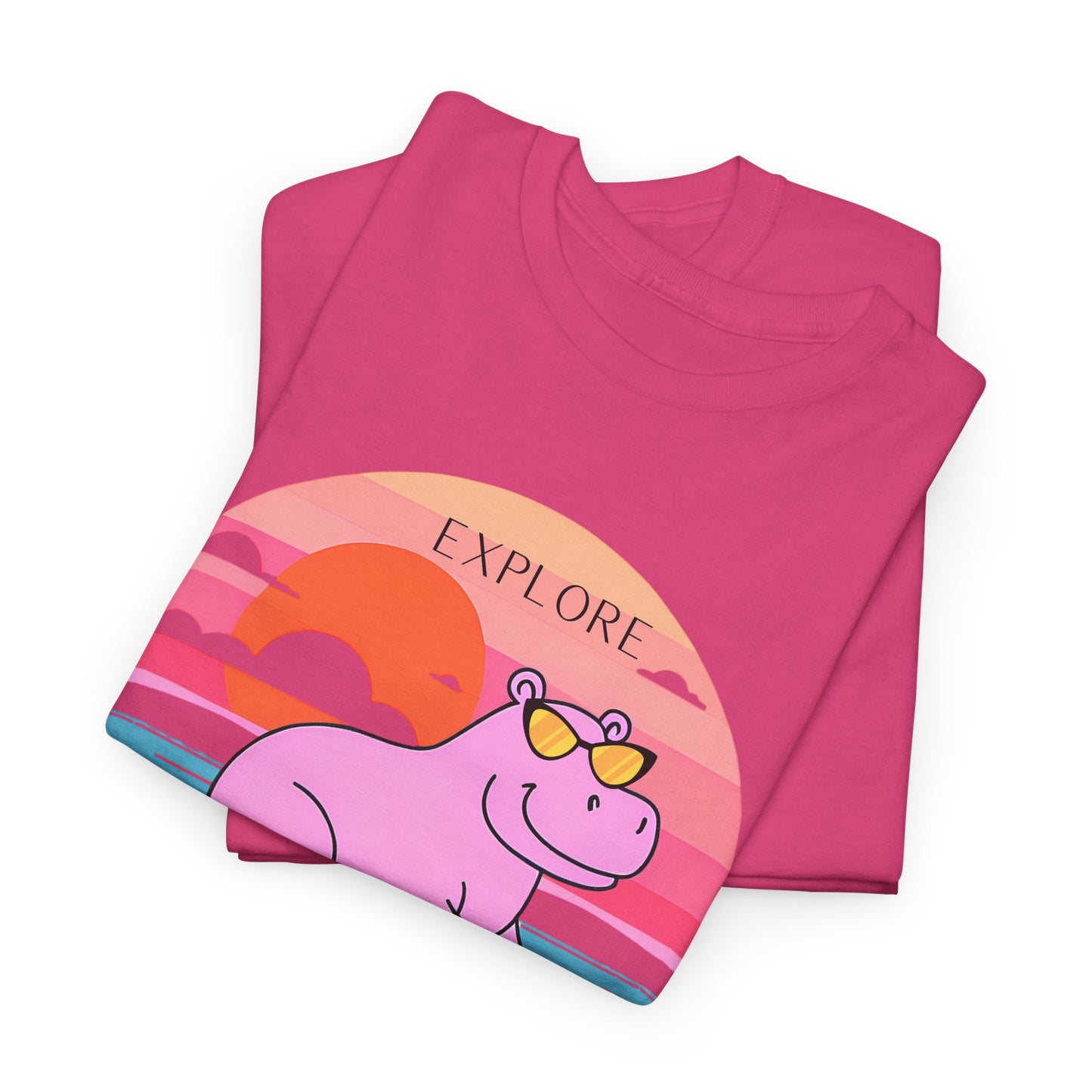Cute Hippo 'Explore' Tee - Summer Fun