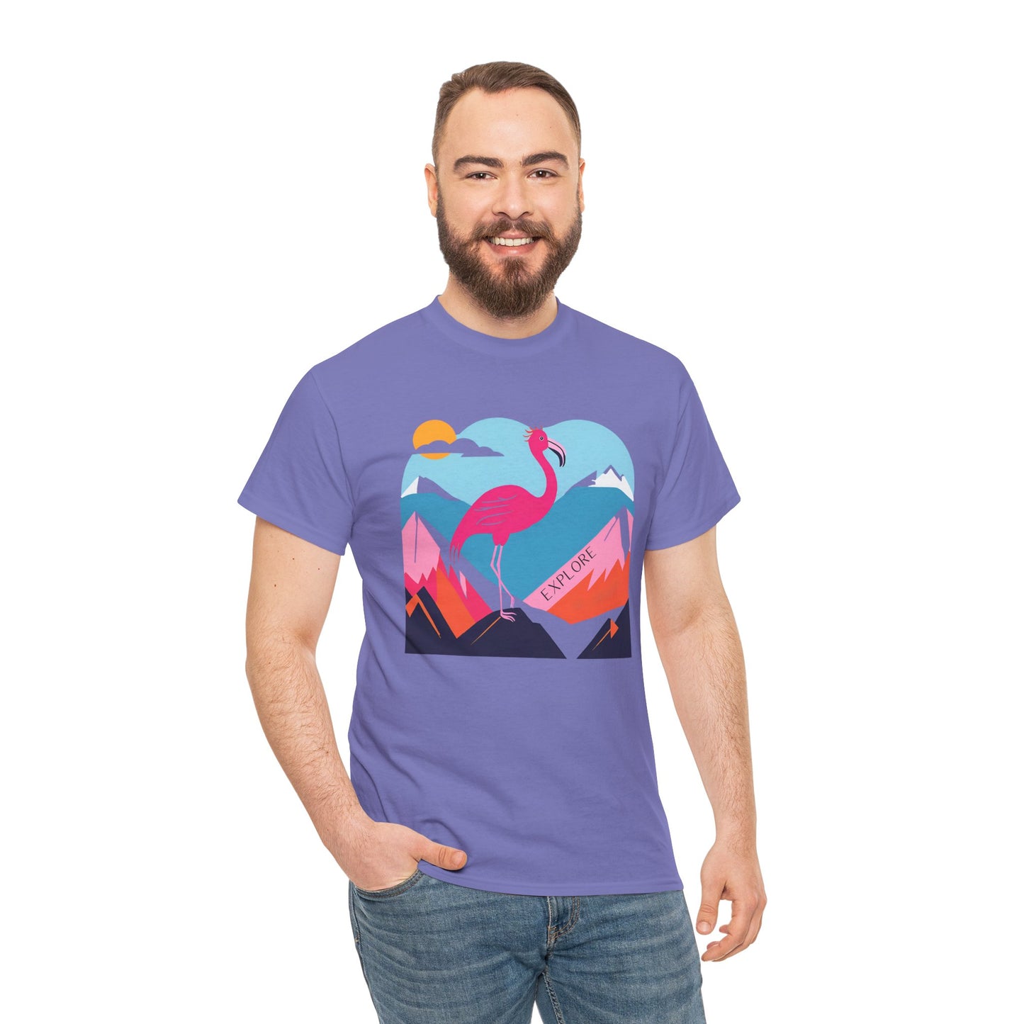 Flamingo Tee - Explore Flamingo Unisex Heavy Cotton Tee