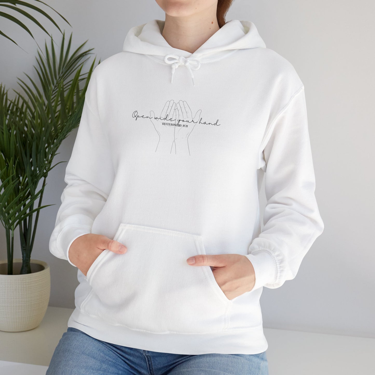 Christian Hooded Sweatshirt -Open Wide your Hand- Unisex