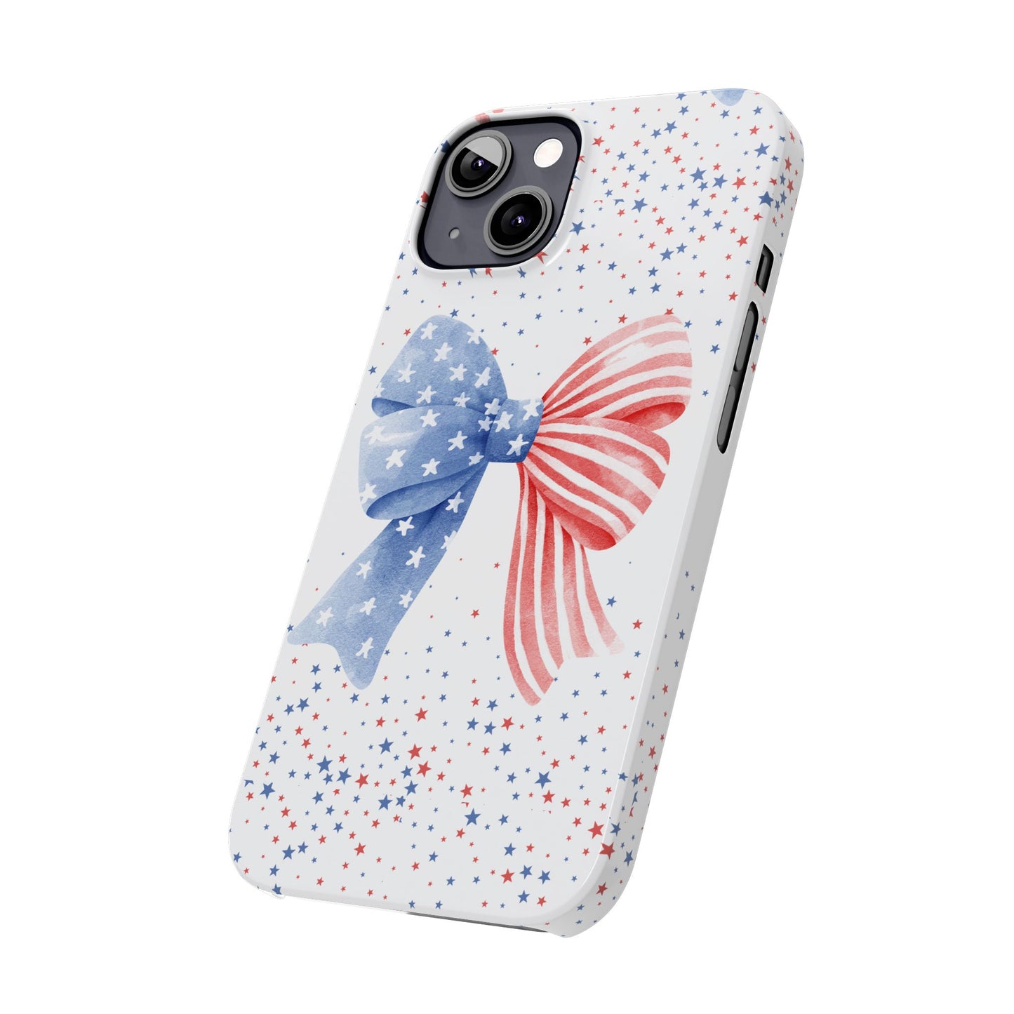 Patriotic Slim Phone Cases with Bow Design, Cute Phone Covers, Summer Accessories, Fourth of July Gift, Trendy Tech