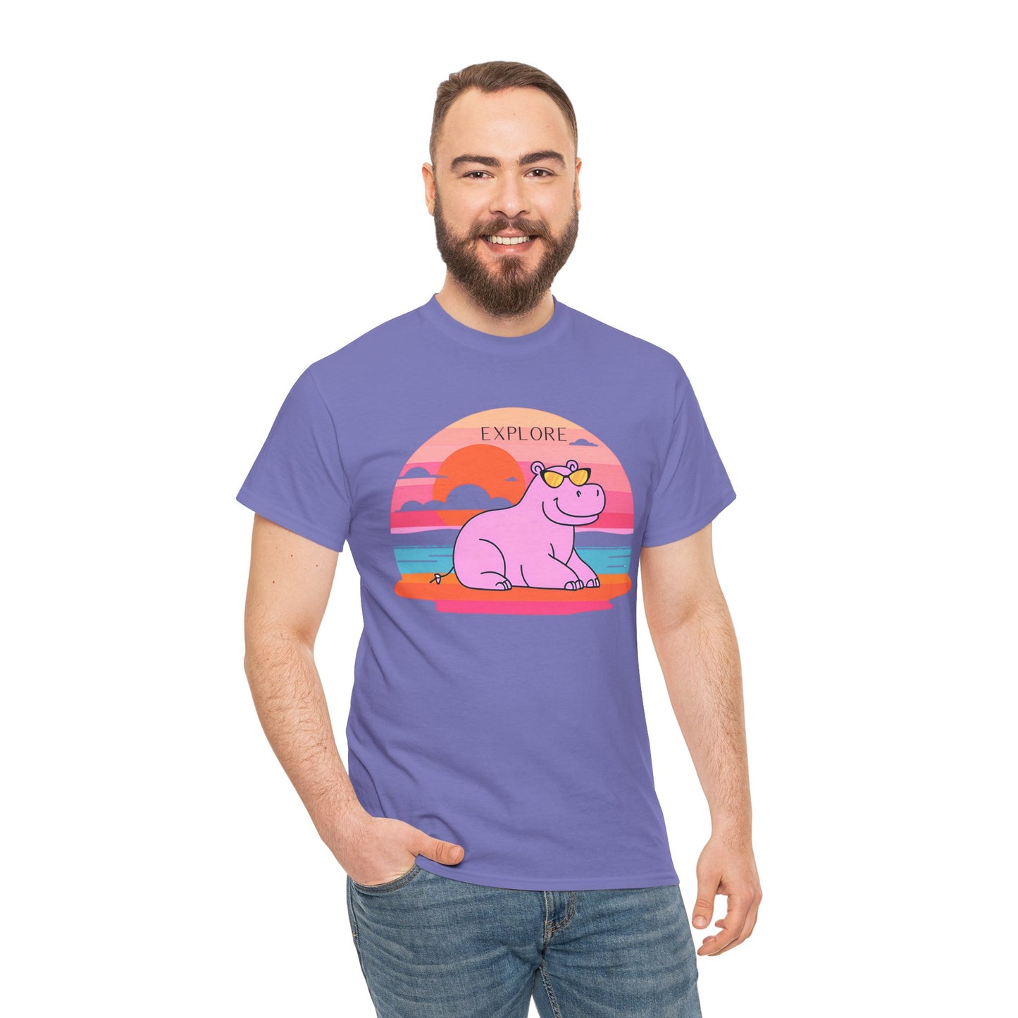 Cute Hippo 'Explore' Tee - Summer Fun