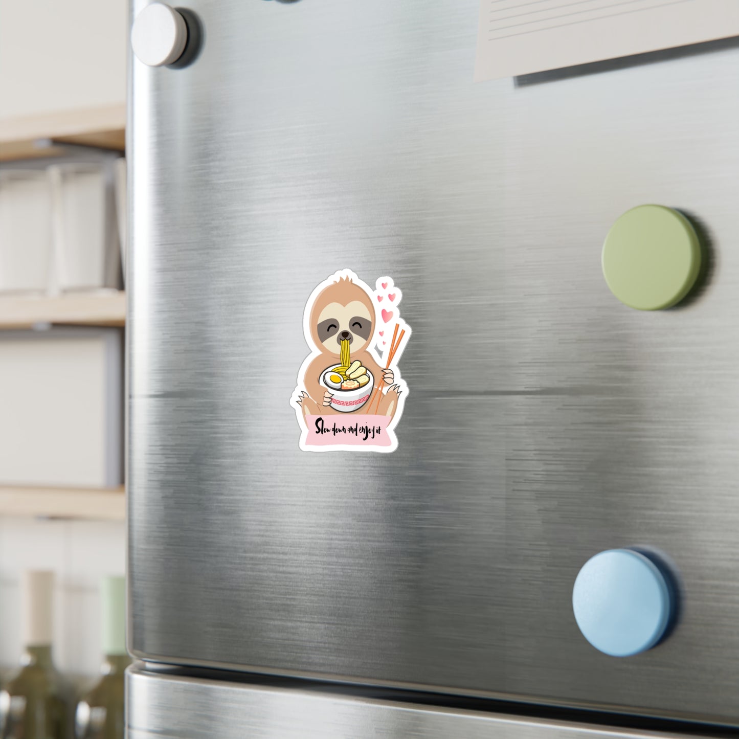 Cute Sloth Kiss-Cut Vinyl Decal - 'Slow Down and Enjoy It'