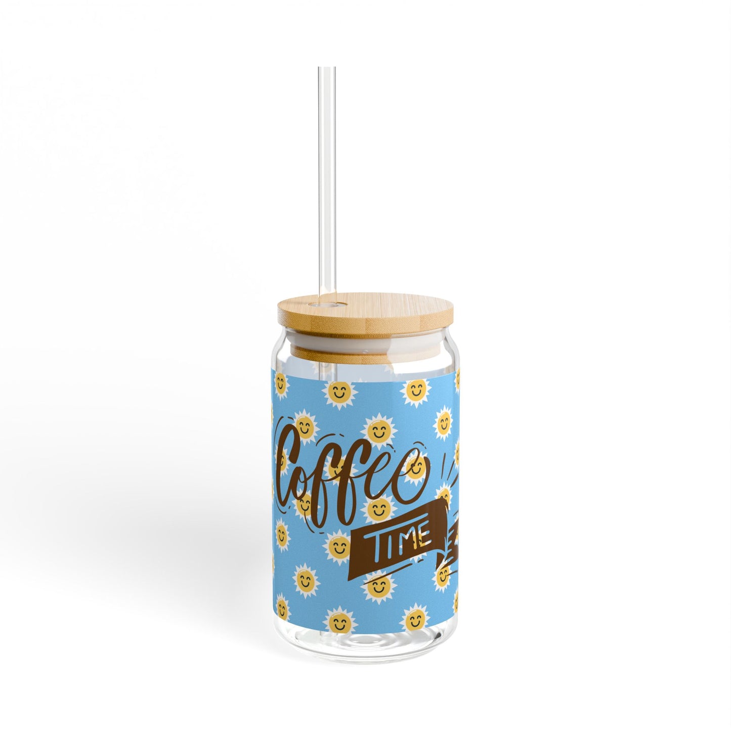 Smiley Sunshine Iced Coffee Sipper Glass