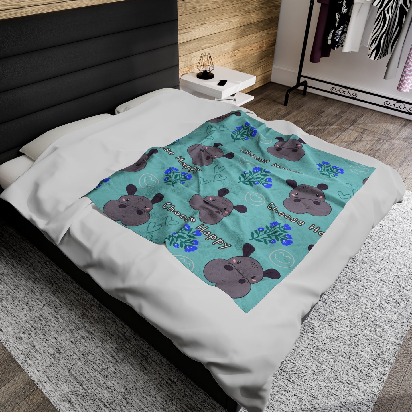 Comfy Blanket - Choose Happy Velveteen Plush Blanket