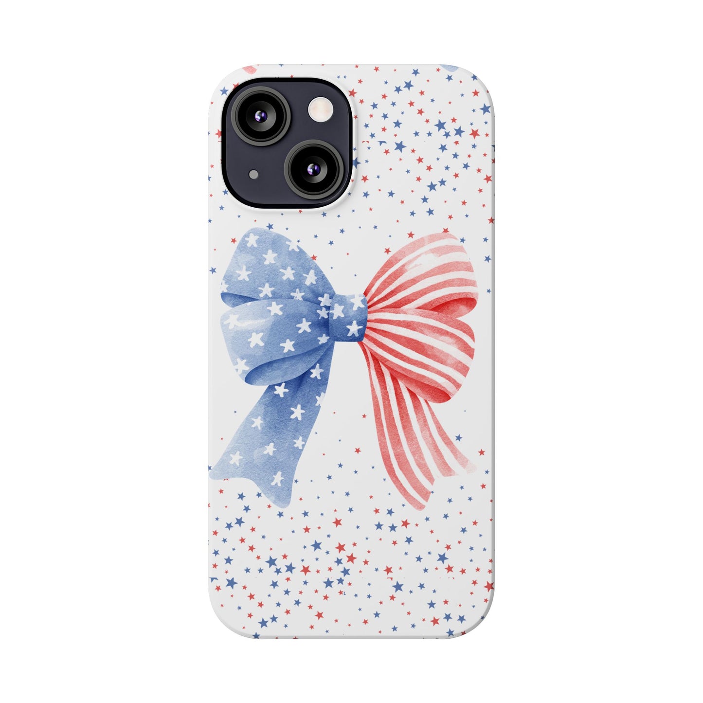 Patriotic Slim Phone Cases with Bow Design, Cute Phone Covers, Summer Accessories, Fourth of July Gift, Trendy Tech