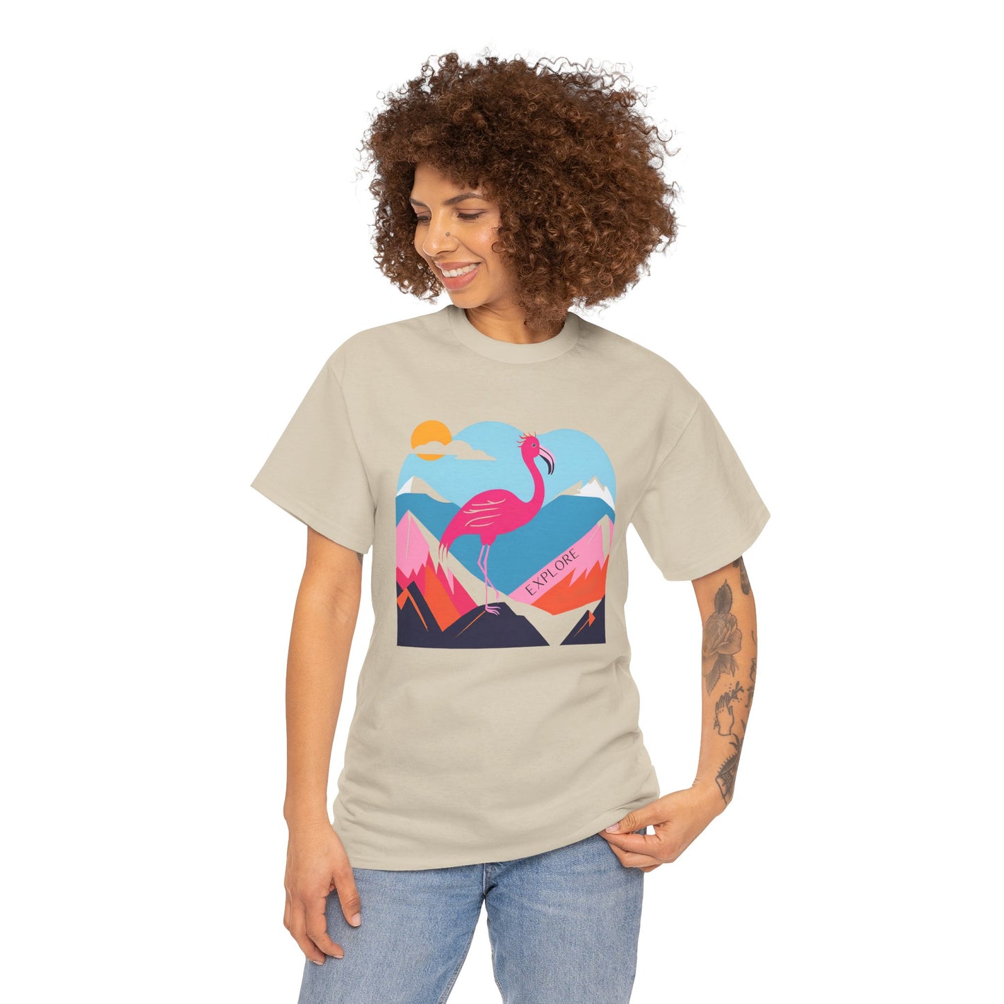 Flamingo Tee - Explore Flamingo Unisex Heavy Cotton Tee