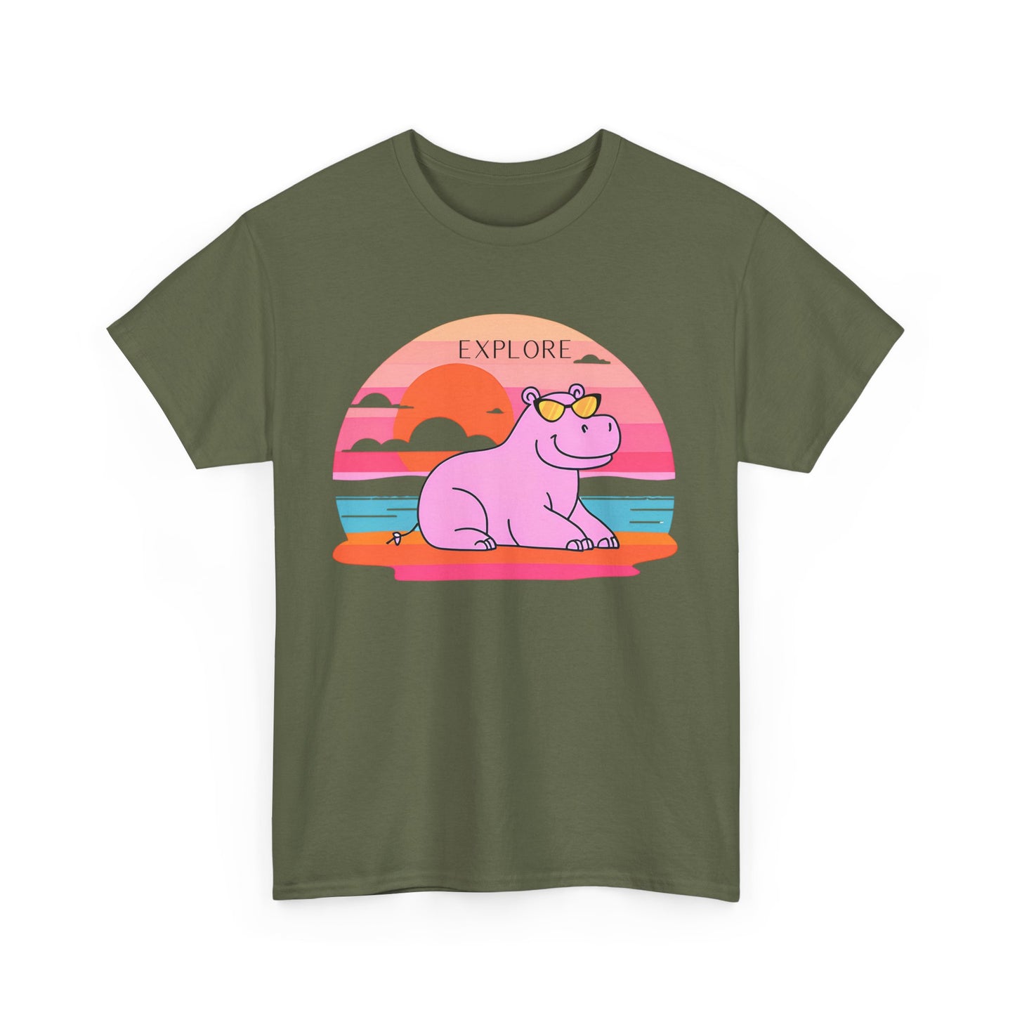 Cute Hippo 'Explore' Tee - Summer Fun