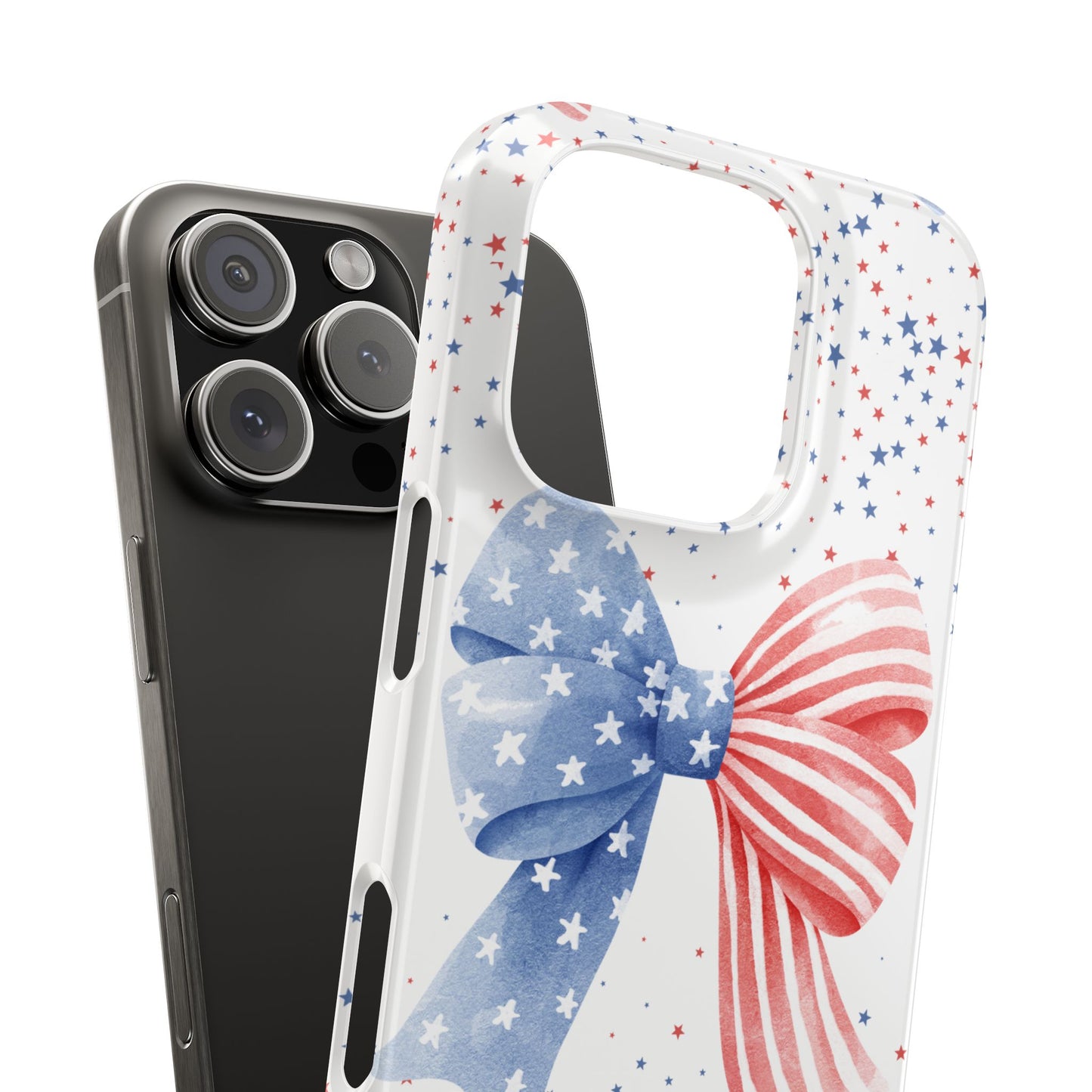 Patriotic Slim Phone Cases with Bow Design, Cute Phone Covers, Summer Accessories, Fourth of July Gift, Trendy Tech