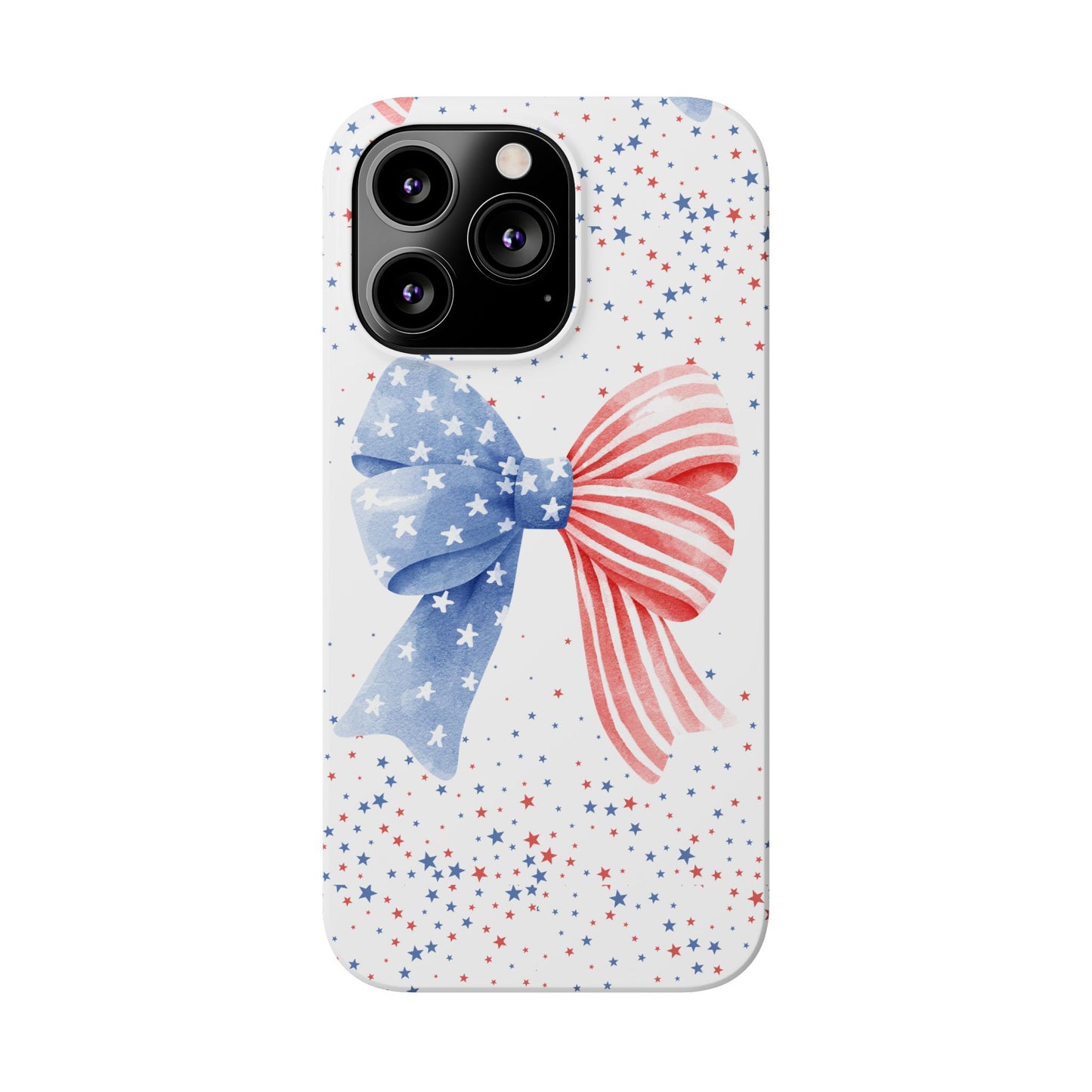 Patriotic Slim Phone Cases with Bow Design, Cute Phone Covers, Summer Accessories, Fourth of July Gift, Trendy Tech
