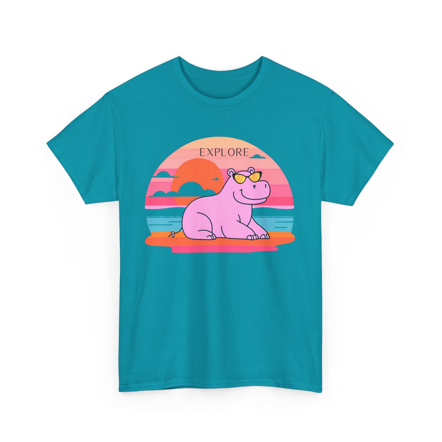 Cute Hippo 'Explore' Tee - Summer Fun