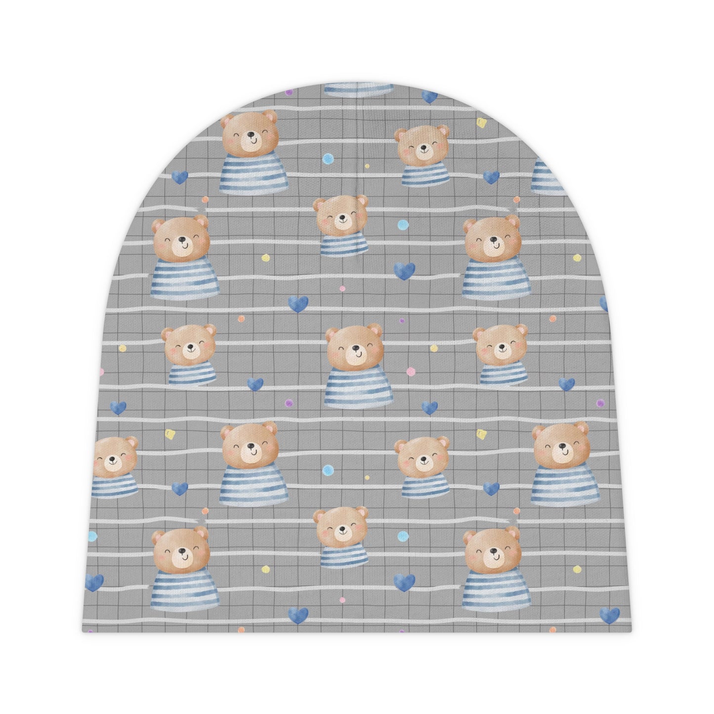 Adorable Baby Beanie with Cute Bear Print