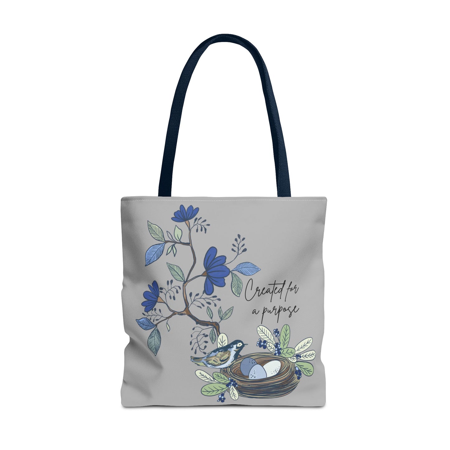 Faith Inspired Tote Bag - 'Created for a Purpose' Floral Design