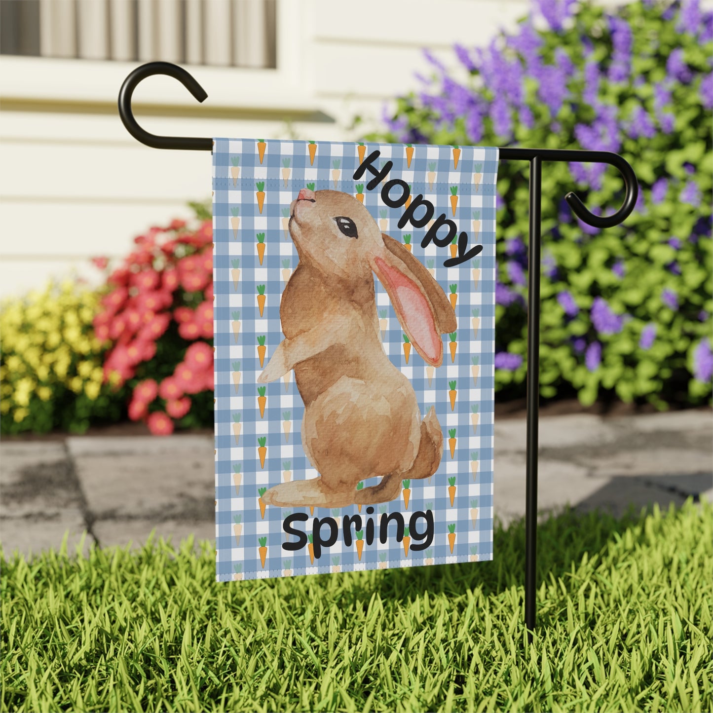 Spring Garden Banner with Bunny Design - 'Hoppy Spring' for Easter Decor