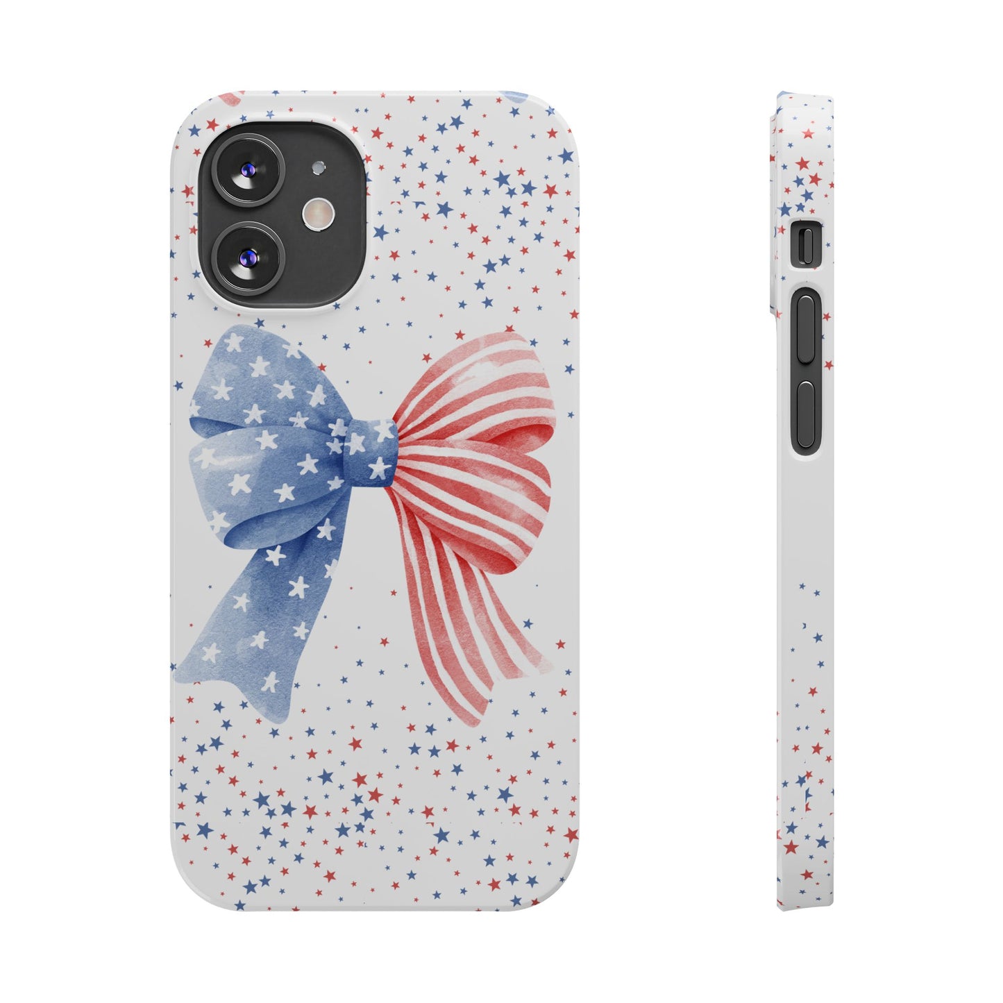 Patriotic Slim Phone Cases with Bow Design, Cute Phone Covers, Summer Accessories, Fourth of July Gift, Trendy Tech