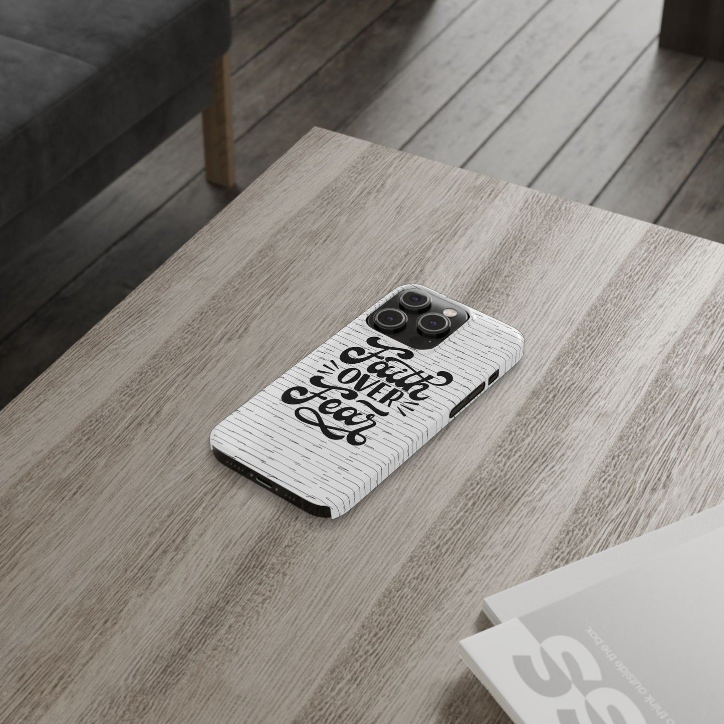 Inspirational Faith Over Fear Phone Case | Slim Case for iPhone & Samsung | Motivational Gift | Modern Design
