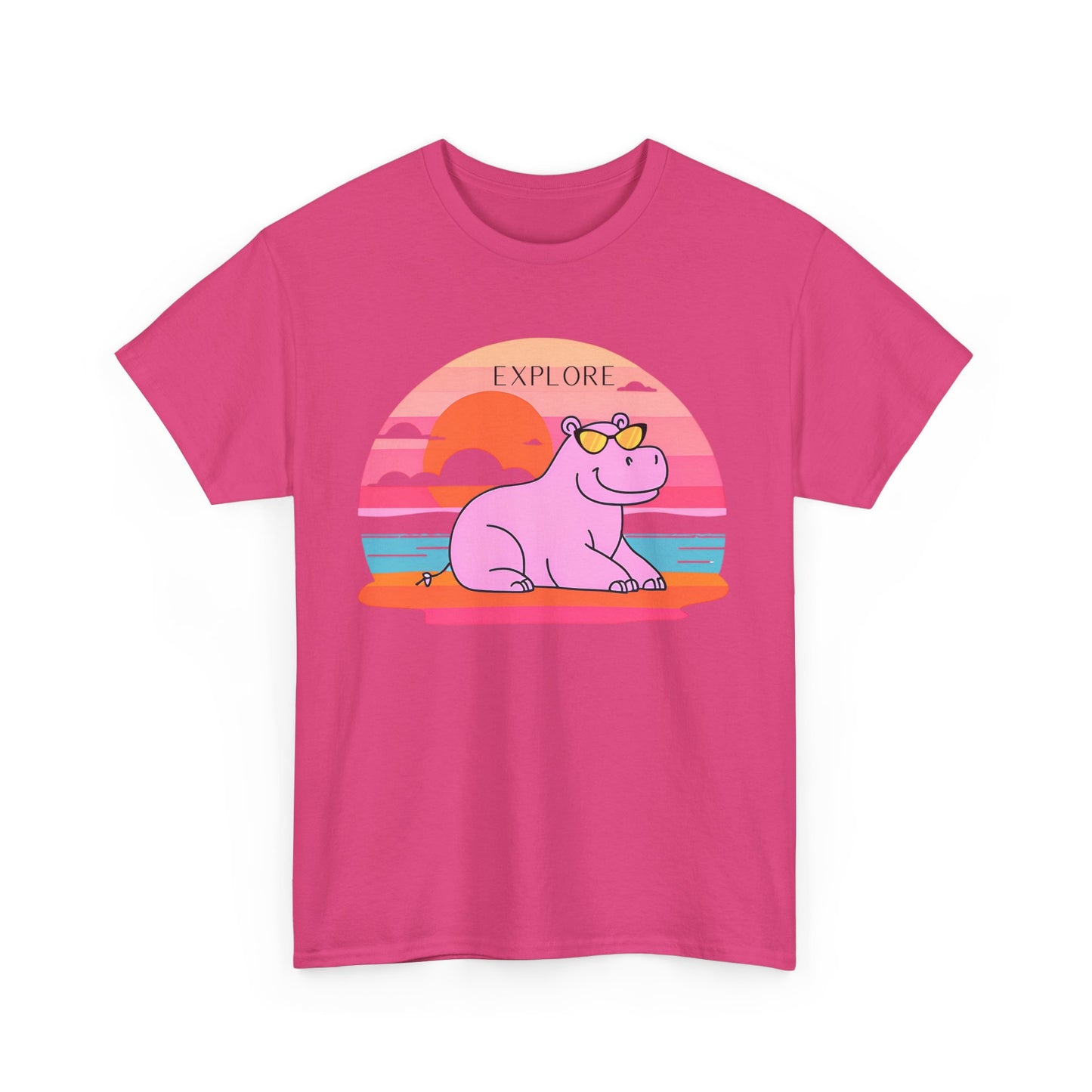 Cute Hippo 'Explore' Tee - Summer Fun