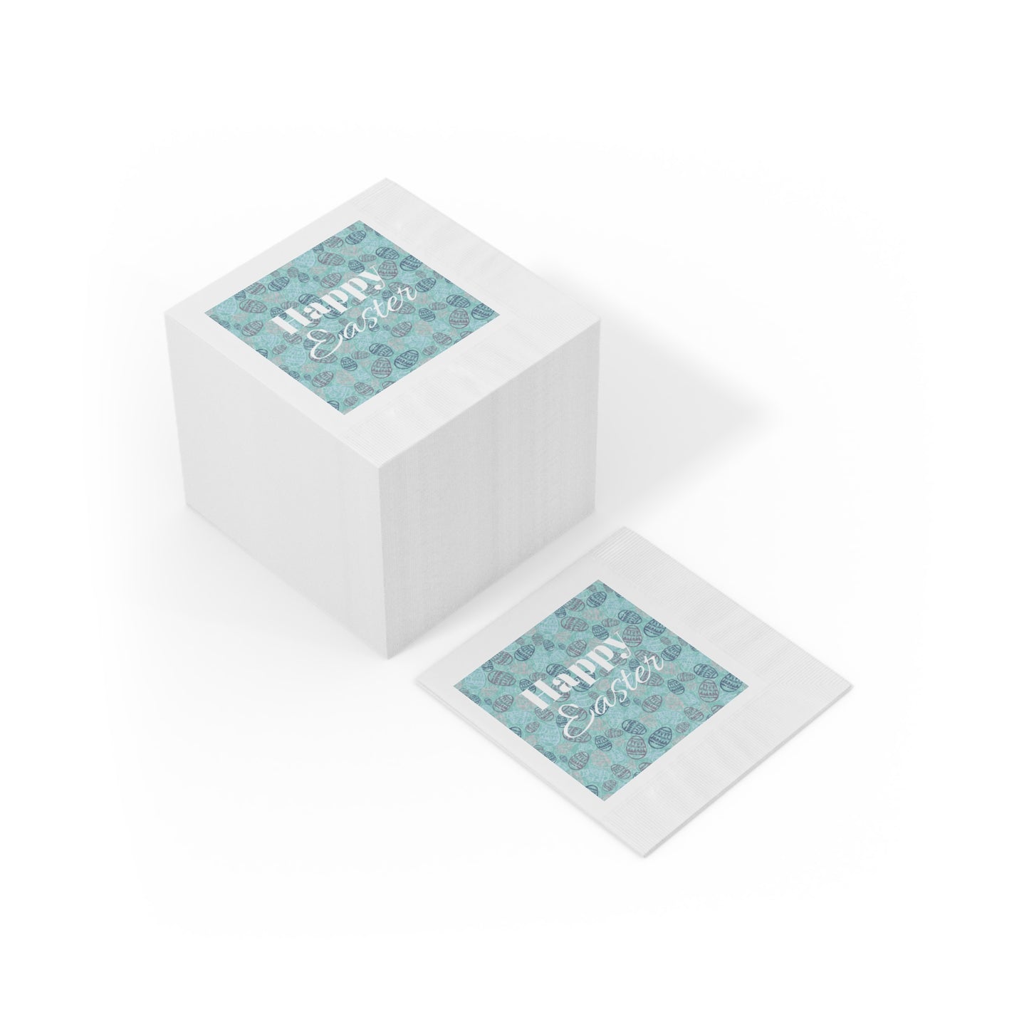 Happy Easter White Coined Napkins - Festive Spring Table Decor