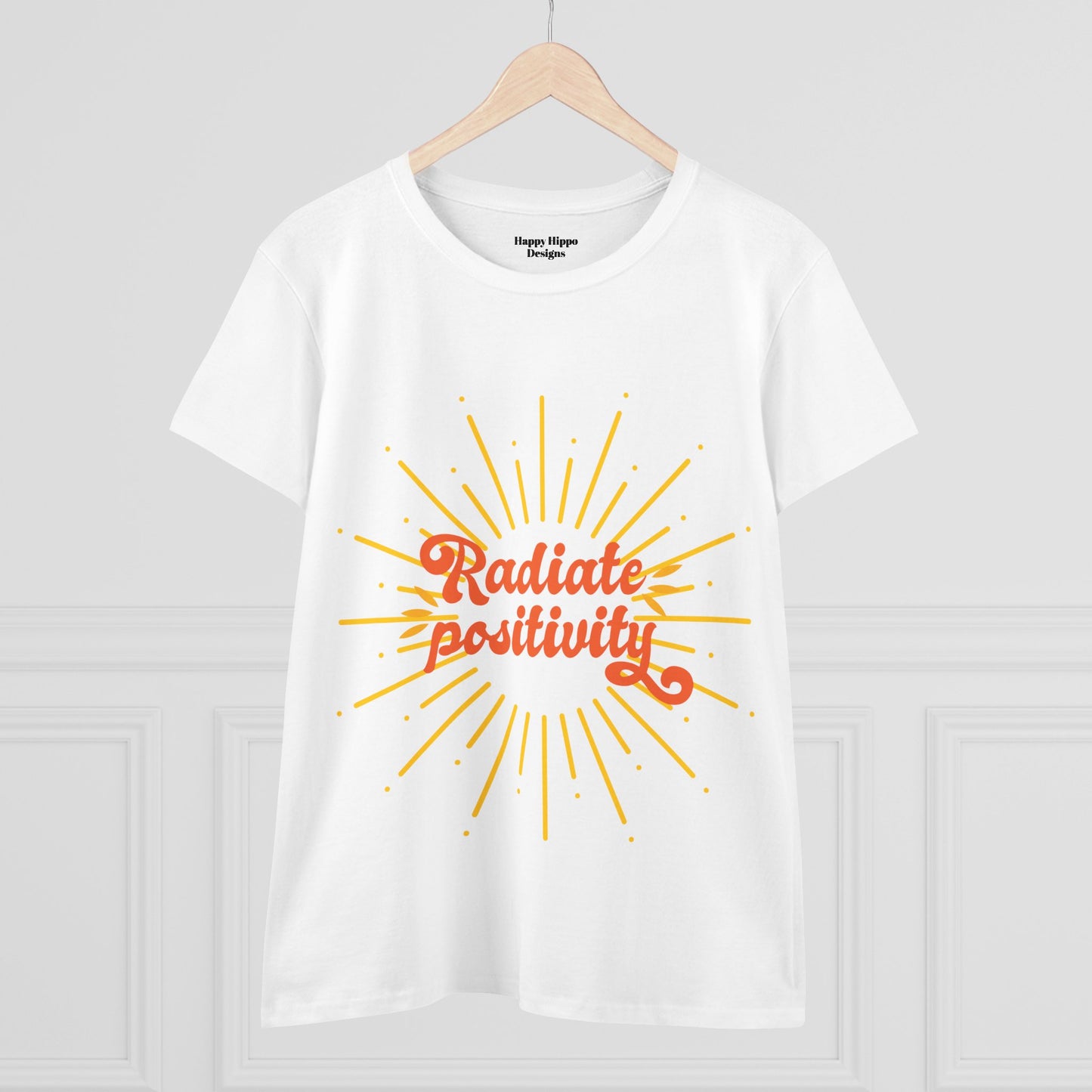 Radiate Positivity Women's Midweight Cotton Tee - Uplifting Summer T-Shirt