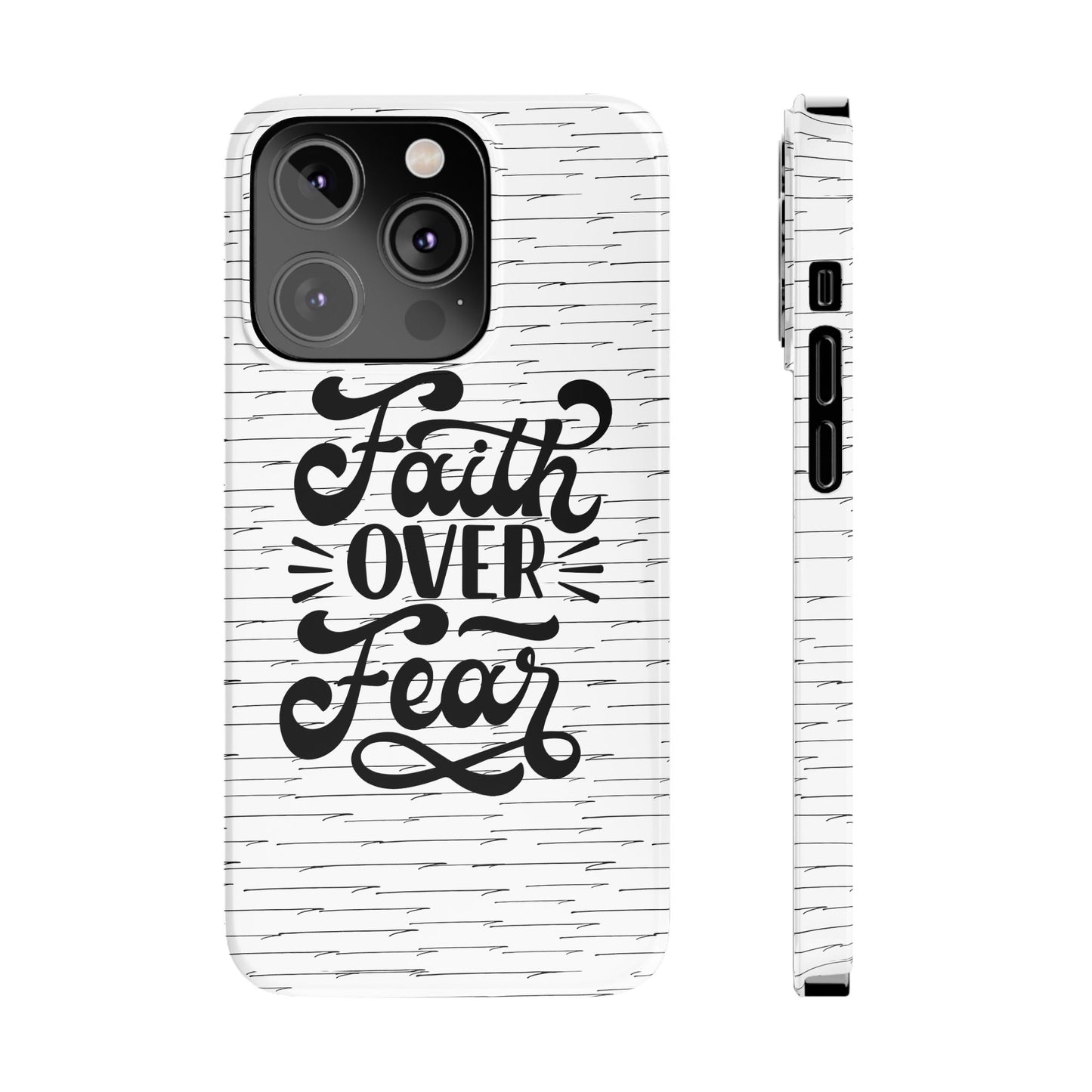 Inspirational Faith Over Fear Phone Case | Slim Case for iPhone & Samsung | Motivational Gift | Modern Design