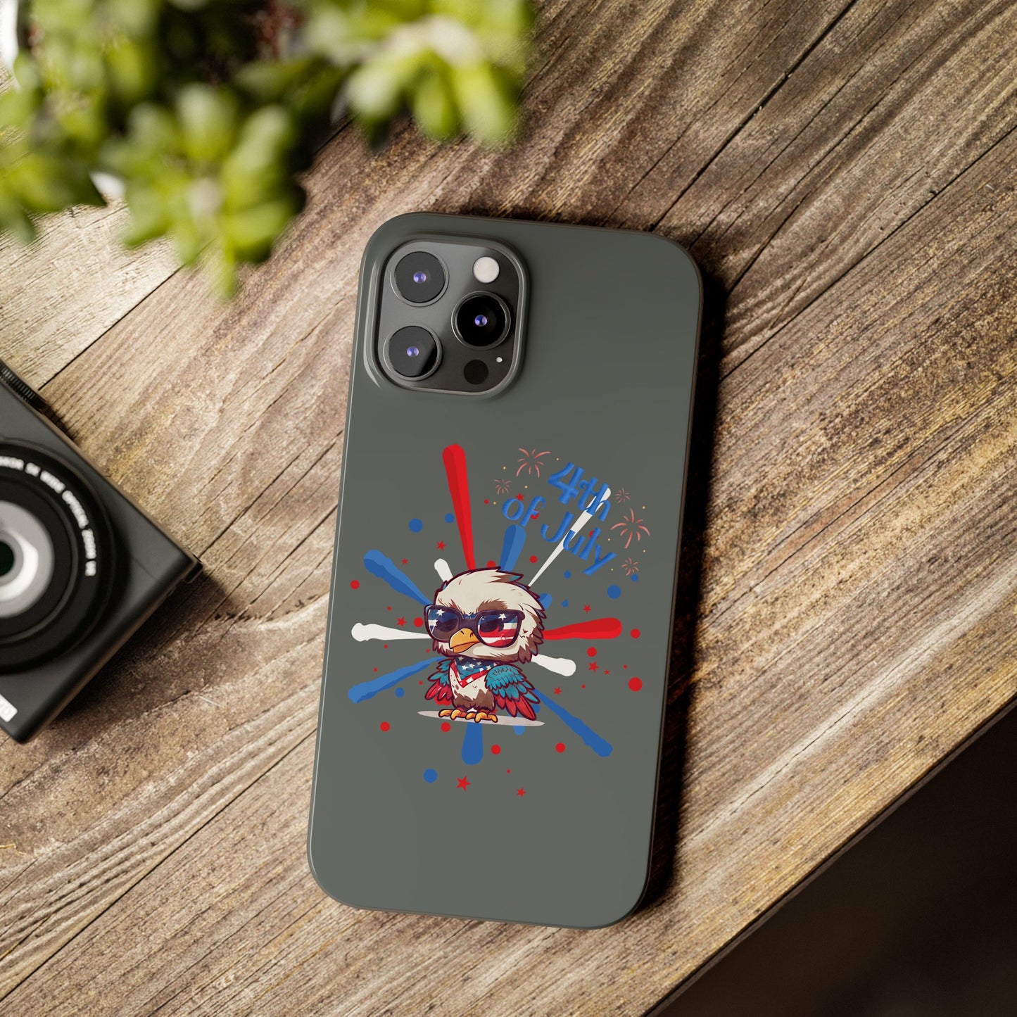 Patriotic Slim Phone Cases with Vector Owl Design | Fourth of July Phone Cover, USA Pride Phone Case, Holiday Gift, Trendy Phone Accessory