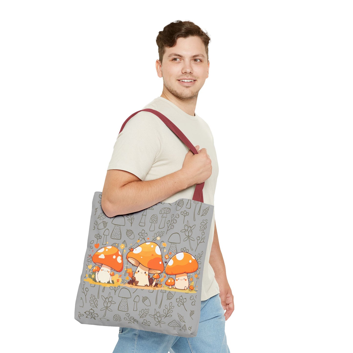 Cute Mushroom Tote Bag - Whimsical Nature Print for Eco-Friendly Style