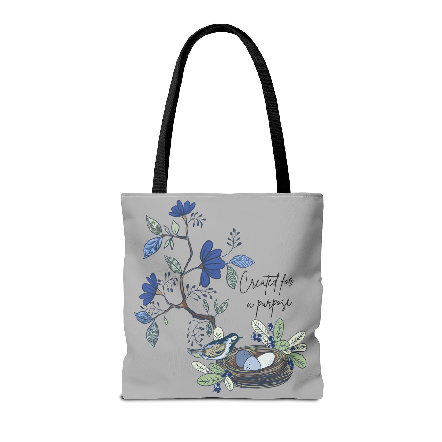 Faith Inspired Tote Bag - 'Created for a Purpose' Floral Design