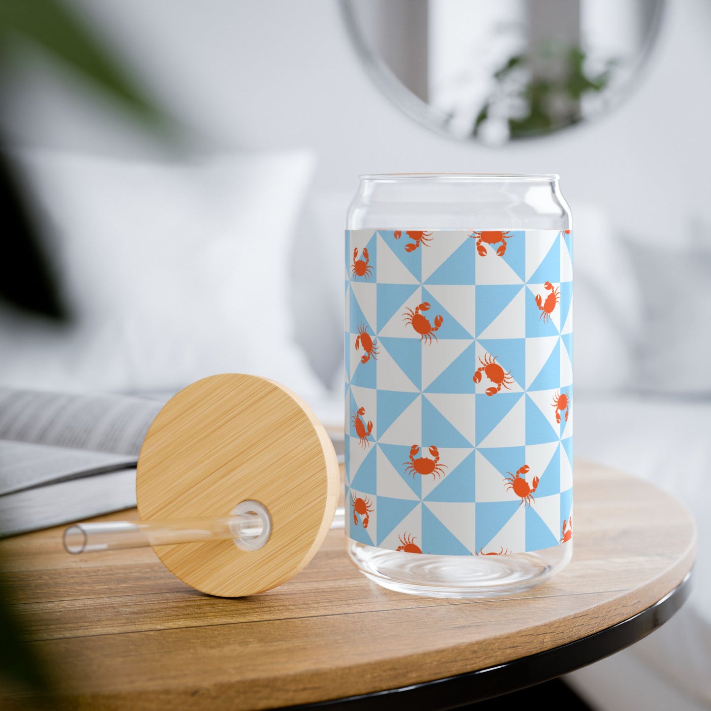 Cute Crab Design 16oz Sipper Glass