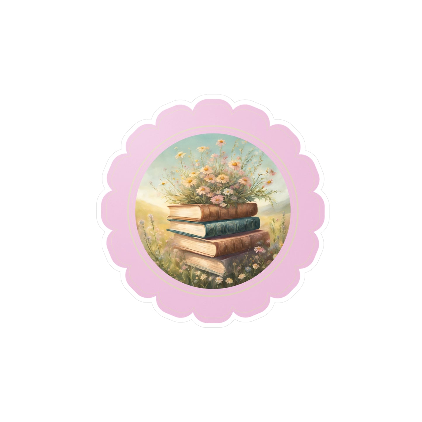 Wildflowers and books: Kiss-Cut Vinyl Decals