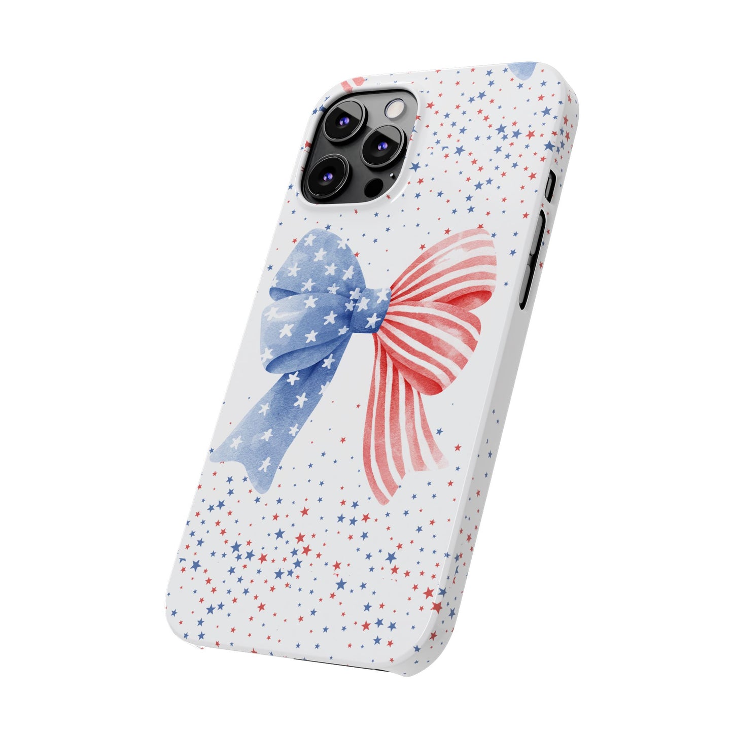 Patriotic Slim Phone Cases with Bow Design, Cute Phone Covers, Summer Accessories, Fourth of July Gift, Trendy Tech