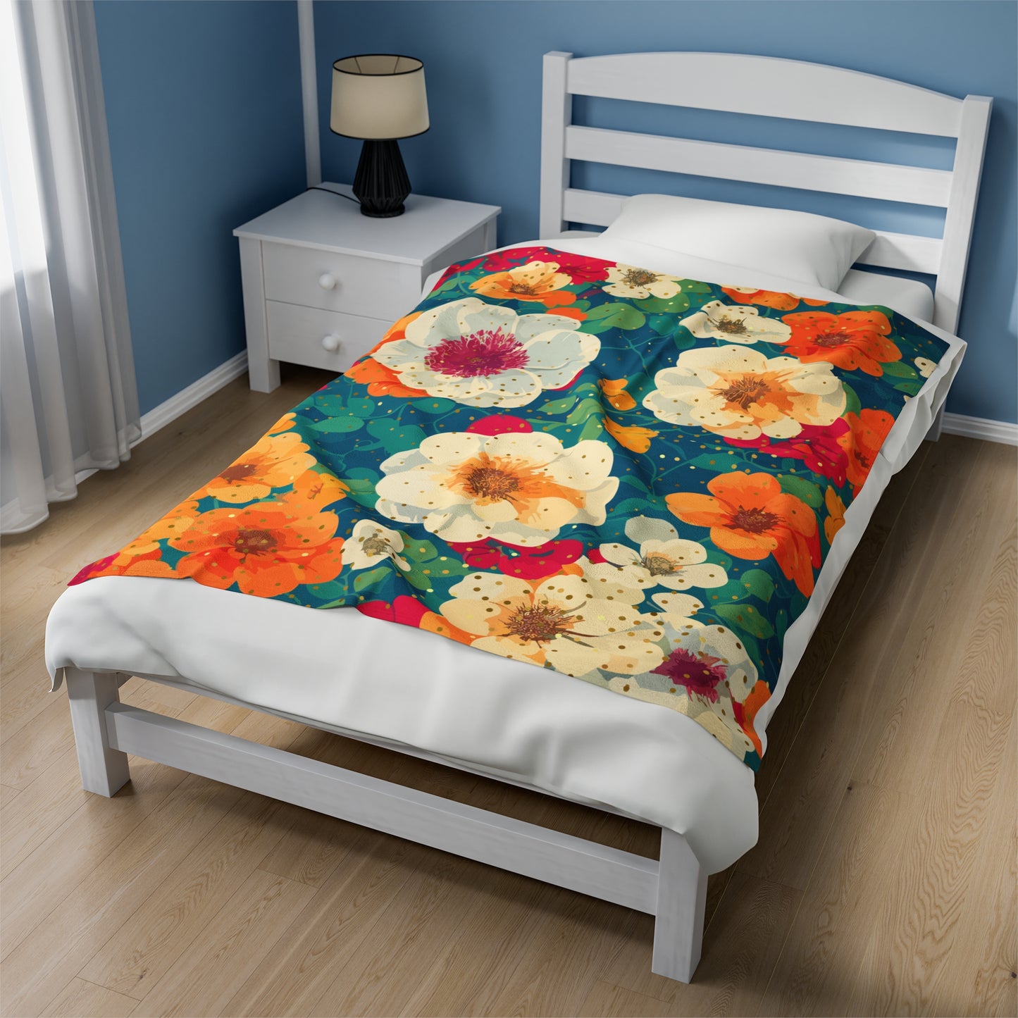 Plush Blanket - Vibrant Floral Design with a Hint of Sparkle