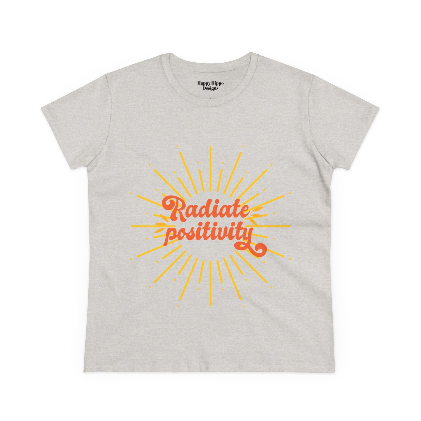 Radiate Positivity Women's Midweight Cotton Tee - Uplifting Summer T-Shirt