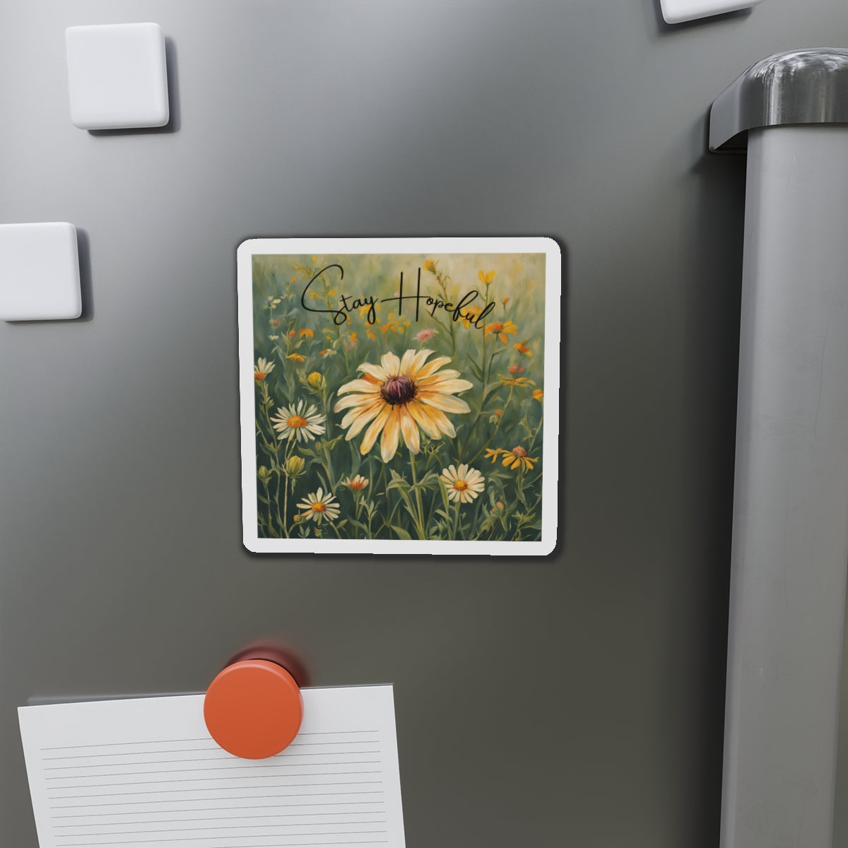 Inspirational Die-Cut Magnet - 'Stay Hopeful' Floral Design