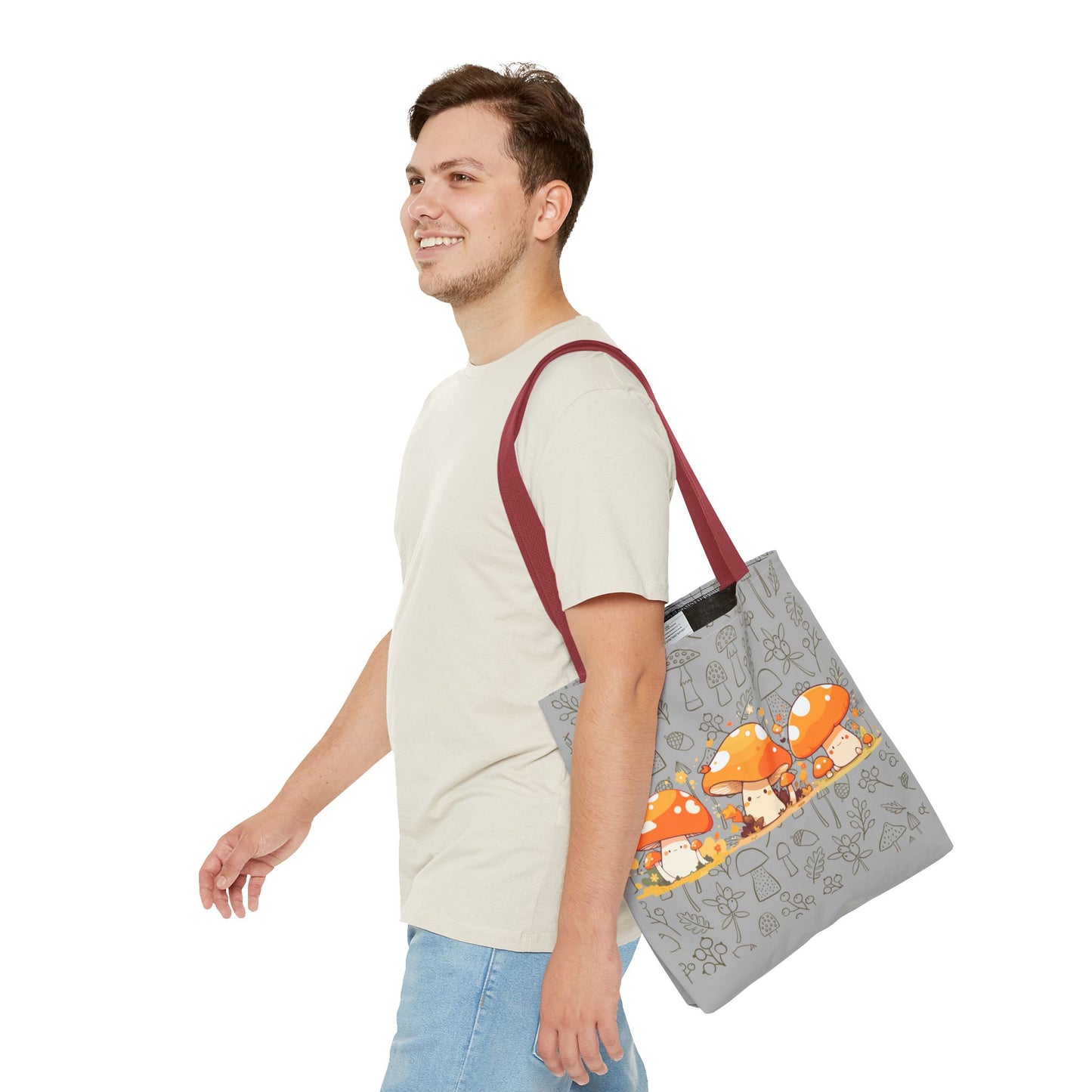 Cute Mushroom Tote Bag - Whimsical Nature Print for Eco-Friendly Style