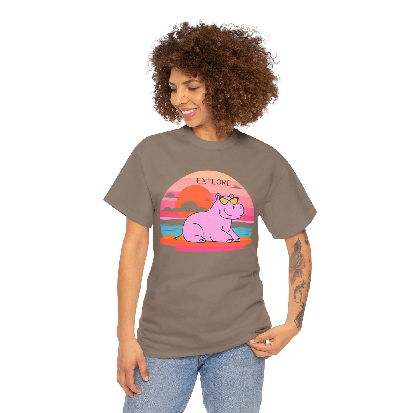 Cute Hippo 'Explore' Tee - Summer Fun