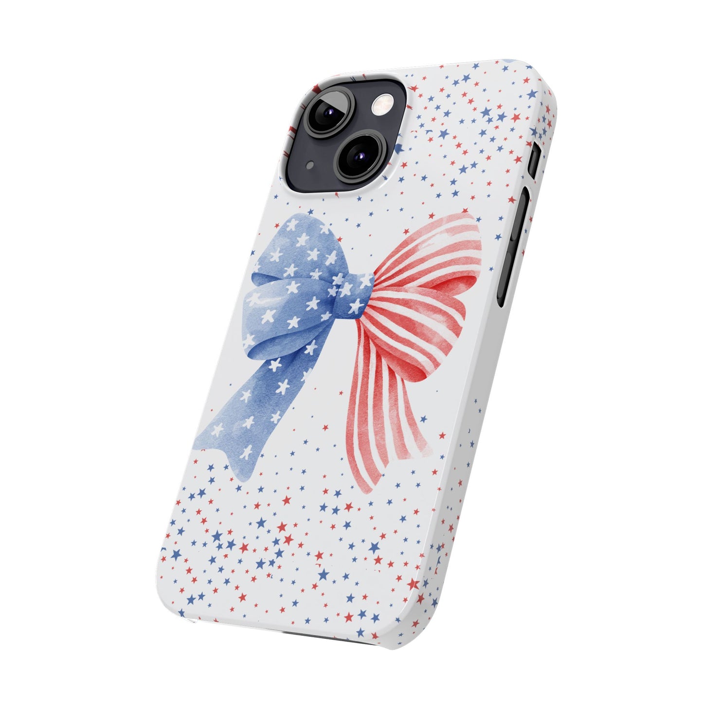 Patriotic Slim Phone Cases with Bow Design, Cute Phone Covers, Summer Accessories, Fourth of July Gift, Trendy Tech