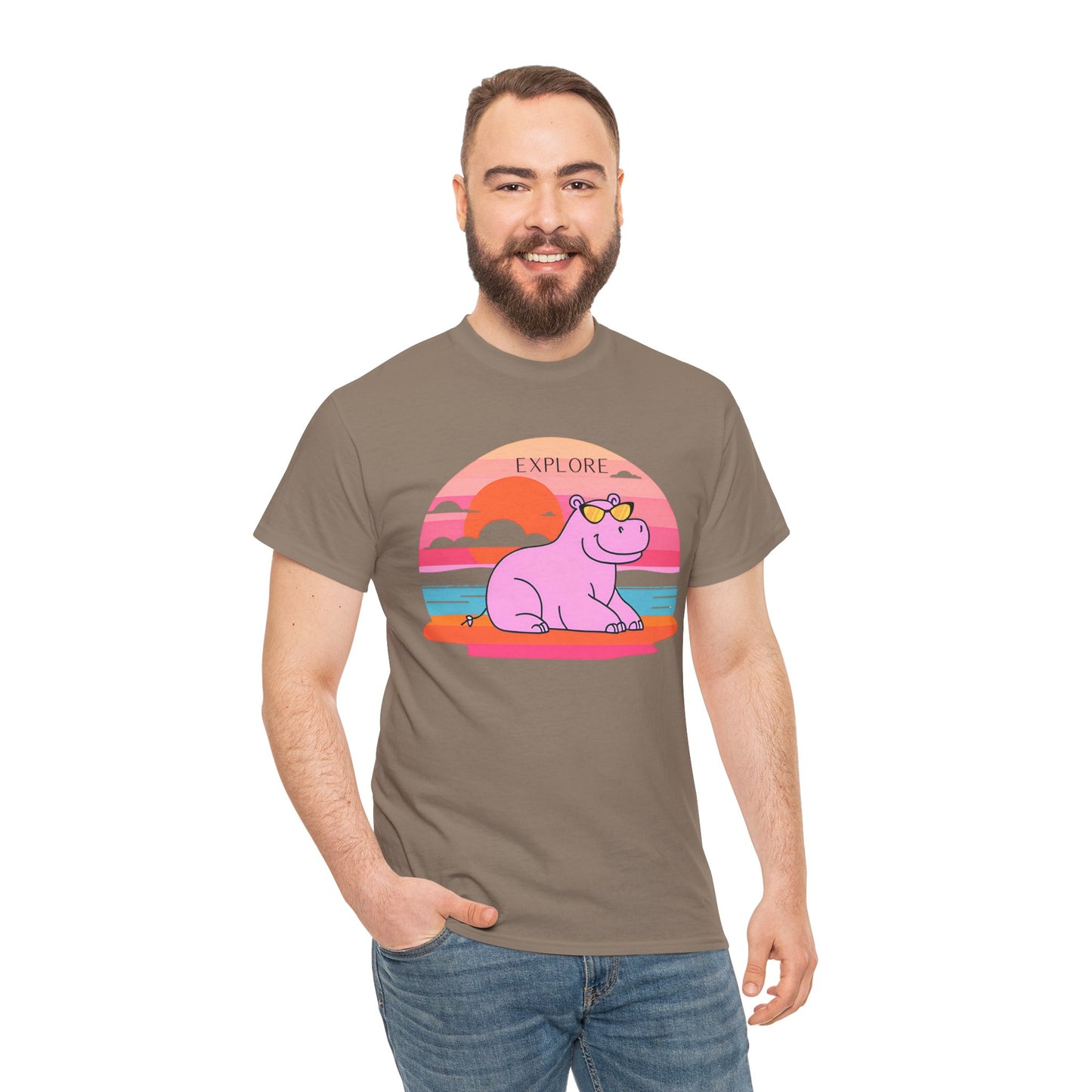 Cute Hippo 'Explore' Tee - Summer Fun
