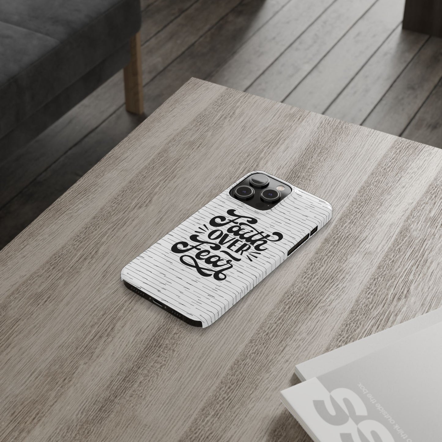Inspirational Faith Over Fear Phone Case | Slim Case for iPhone & Samsung | Motivational Gift | Modern Design