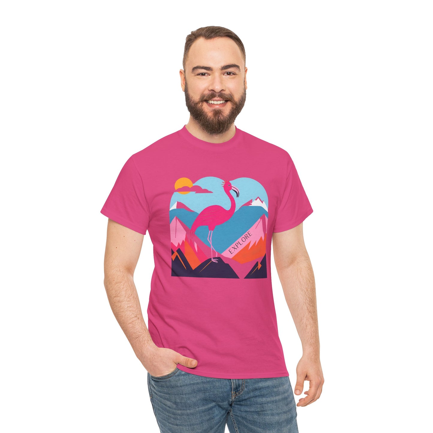 Flamingo Tee - Explore Flamingo Unisex Heavy Cotton Tee