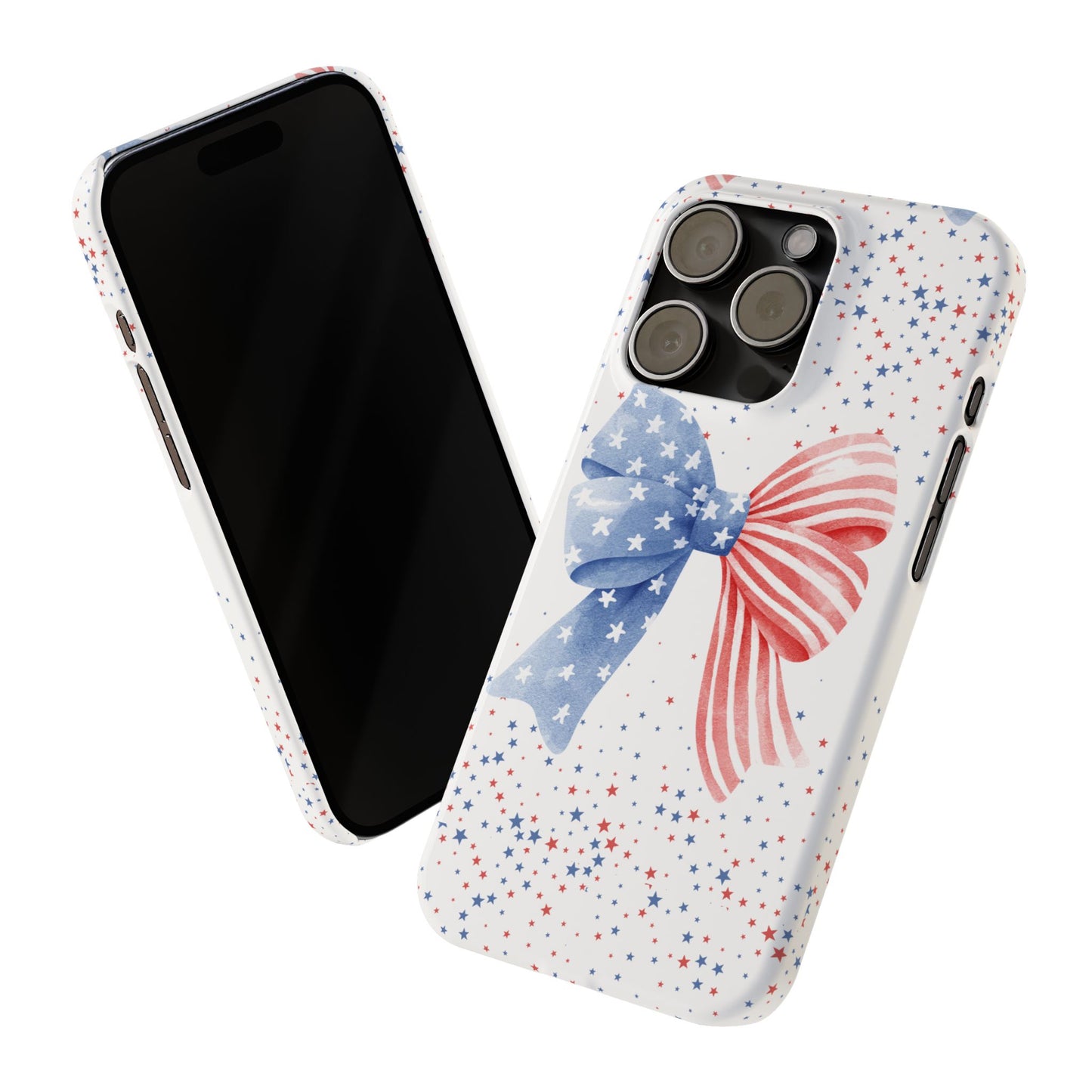 Patriotic Slim Phone Cases with Bow Design, Cute Phone Covers, Summer Accessories, Fourth of July Gift, Trendy Tech