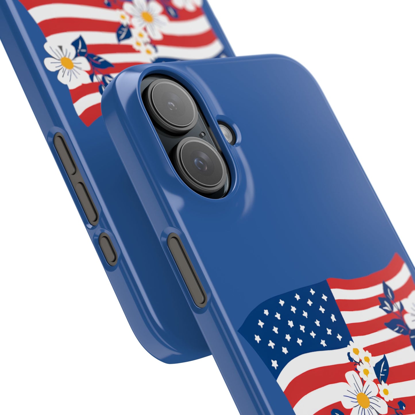Patriotic Floral Phone Case - Slim Case for iPhone, Independence Day, Memorial Day, American Flag Design, Gifts for Her