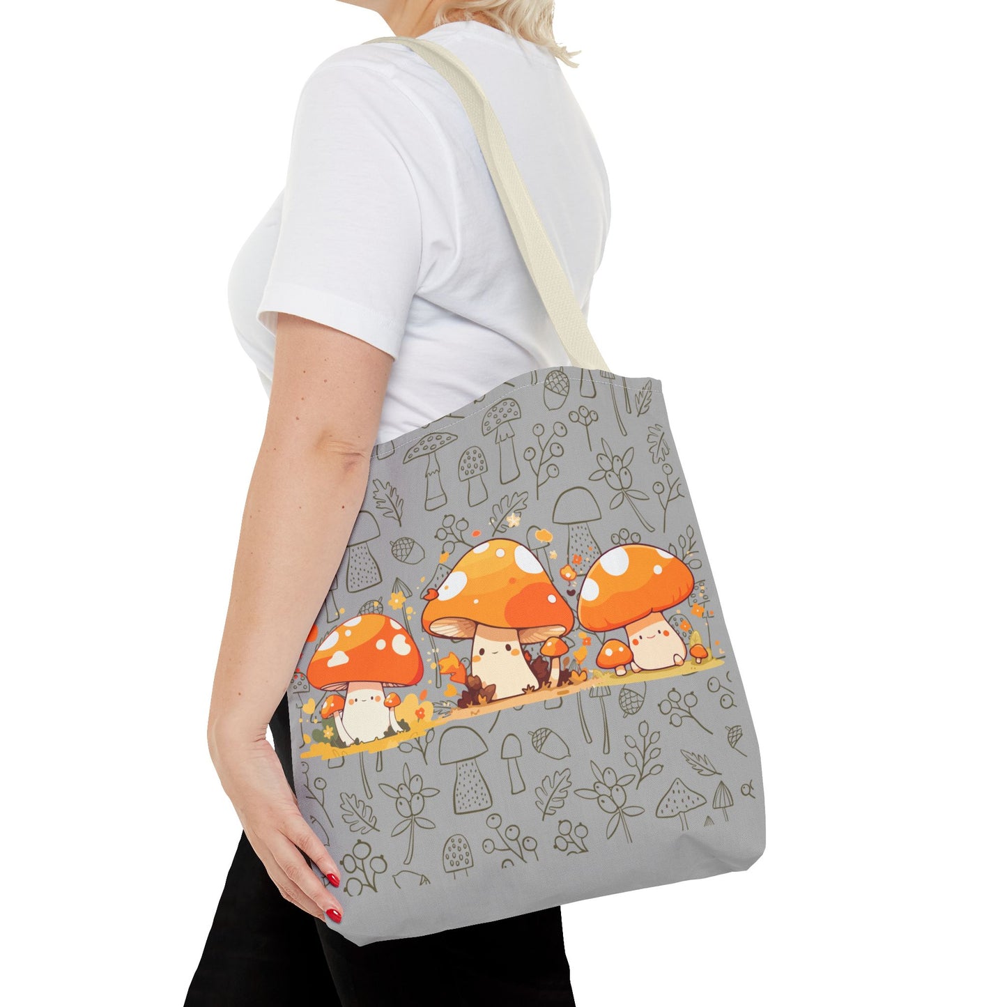 Cute Mushroom Tote Bag - Whimsical Nature Print for Eco-Friendly Style