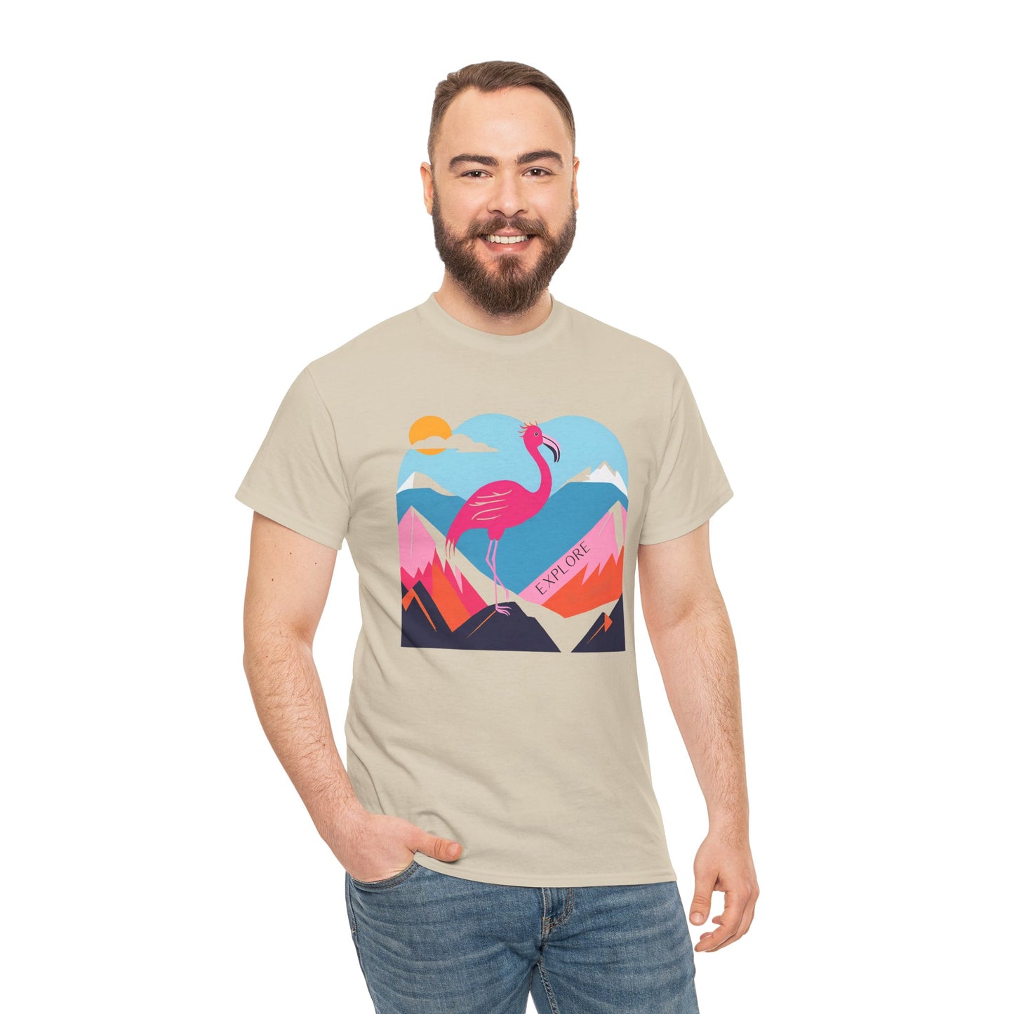Flamingo Tee - Explore Flamingo Unisex Heavy Cotton Tee