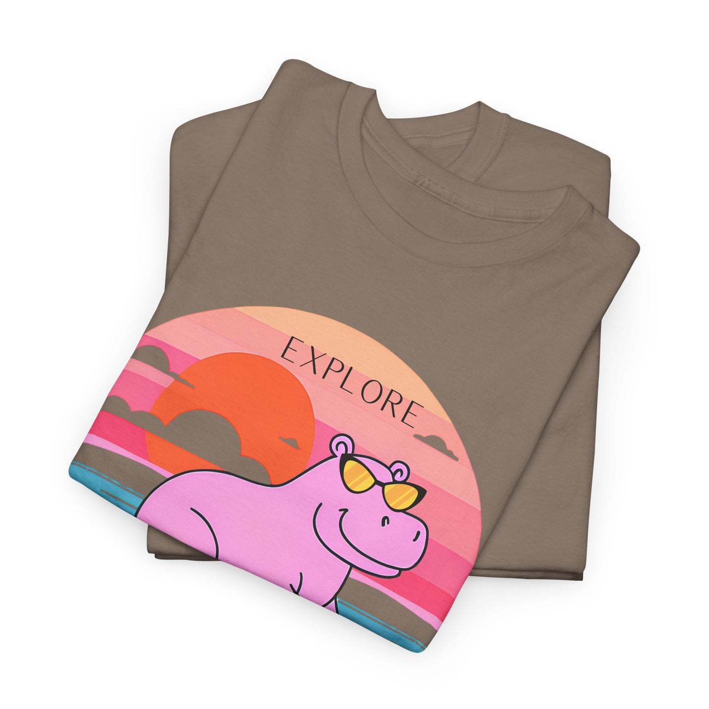 Cute Hippo 'Explore' Tee - Summer Fun