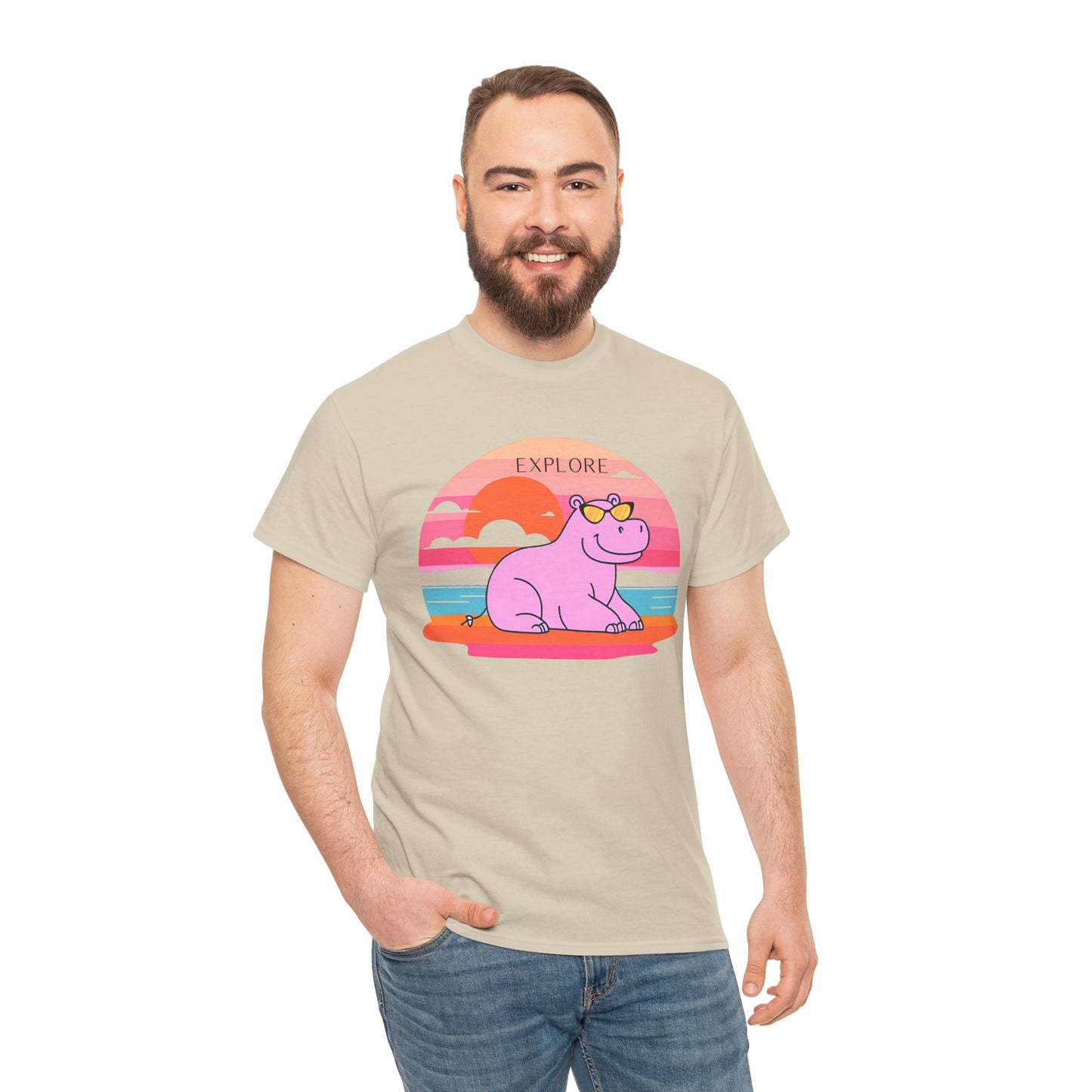 Cute Hippo 'Explore' Tee - Summer Fun