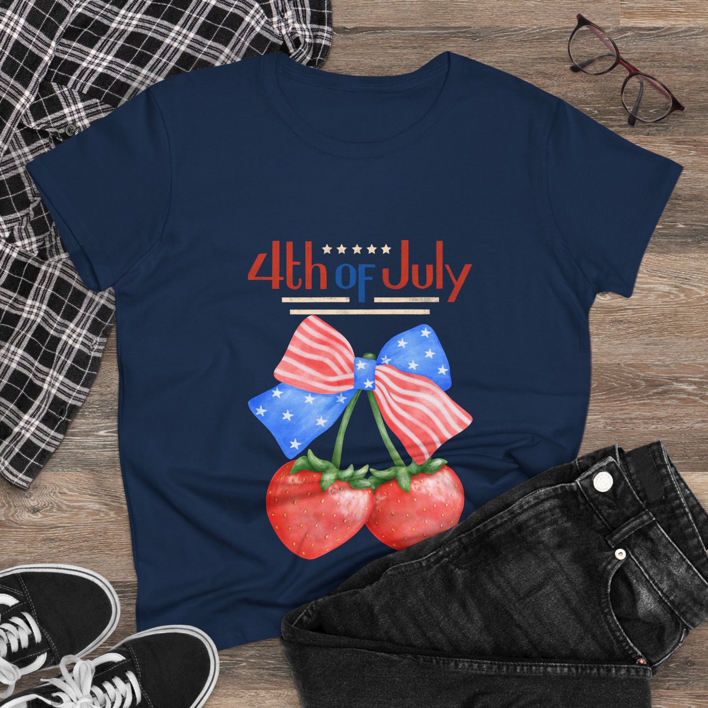 Patriotic Women's Tee for 4th of July, Cute Independence Day Shirt, Summer Celebration Top, Casual Cotton T-Shirt, Gift for Her
