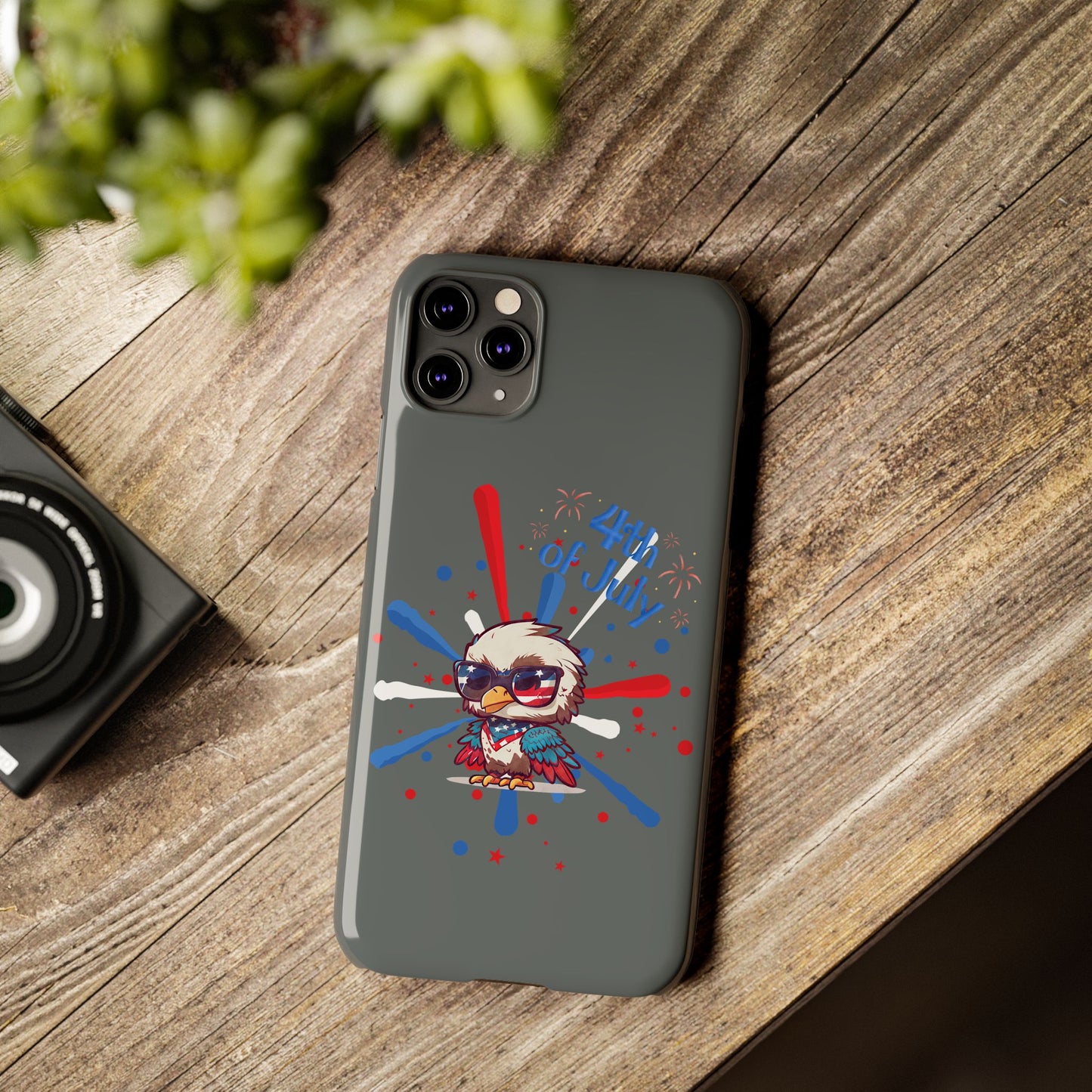 Patriotic Slim Phone Cases with Vector Owl Design | Fourth of July Phone Cover, USA Pride Phone Case, Holiday Gift, Trendy Phone Accessory