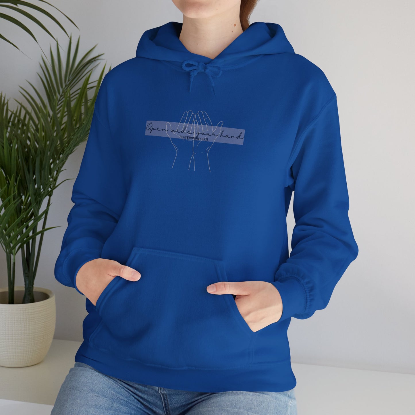 Christian Hooded Sweatshirt -Open Wide your Hand- Unisex