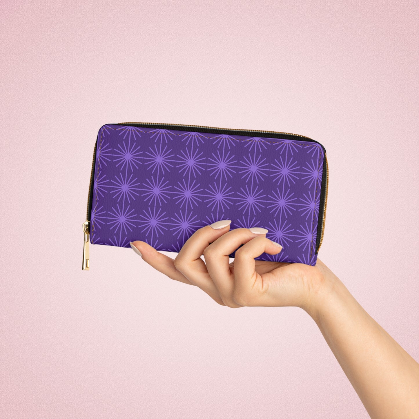 Purple Starburst Zipper Wallet - Stylish & Functional Accessory for Everyday Use