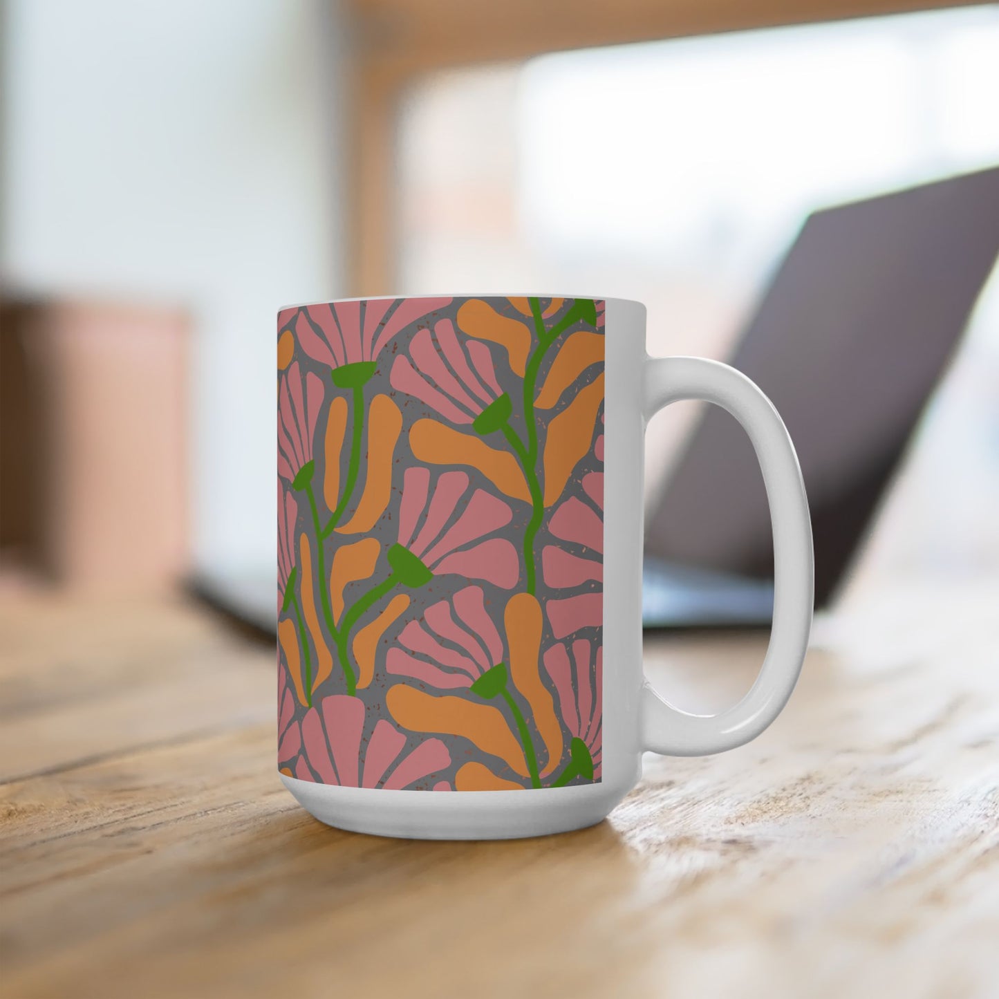 Tropical Floral Ceramic Mug - Vibrant 11oz & 15oz Coffee Cup for Garden Lovers