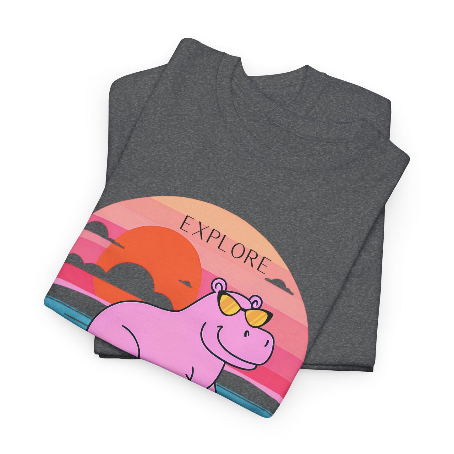 Cute Hippo 'Explore' Tee - Summer Fun